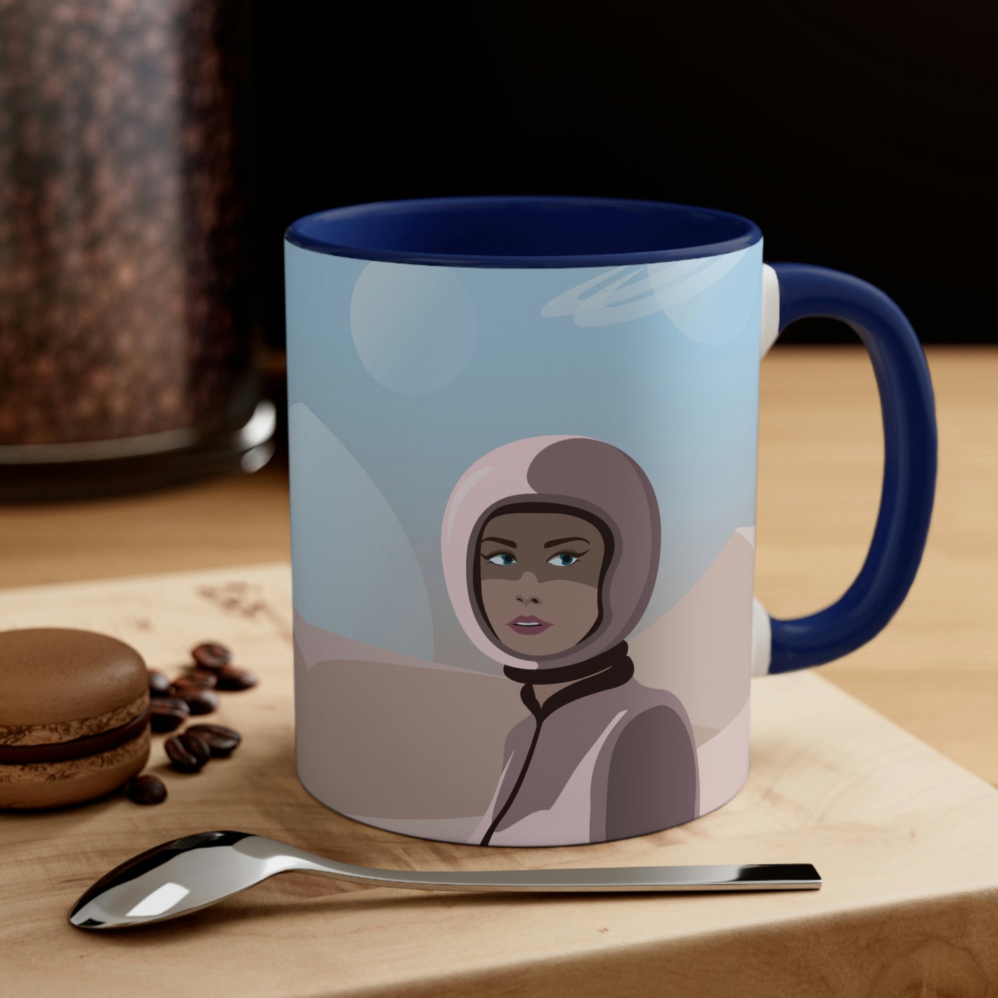 Astronaut Woman Aliens Minimal Art Aesthetic Classic Accent Coffee Mug 11oz