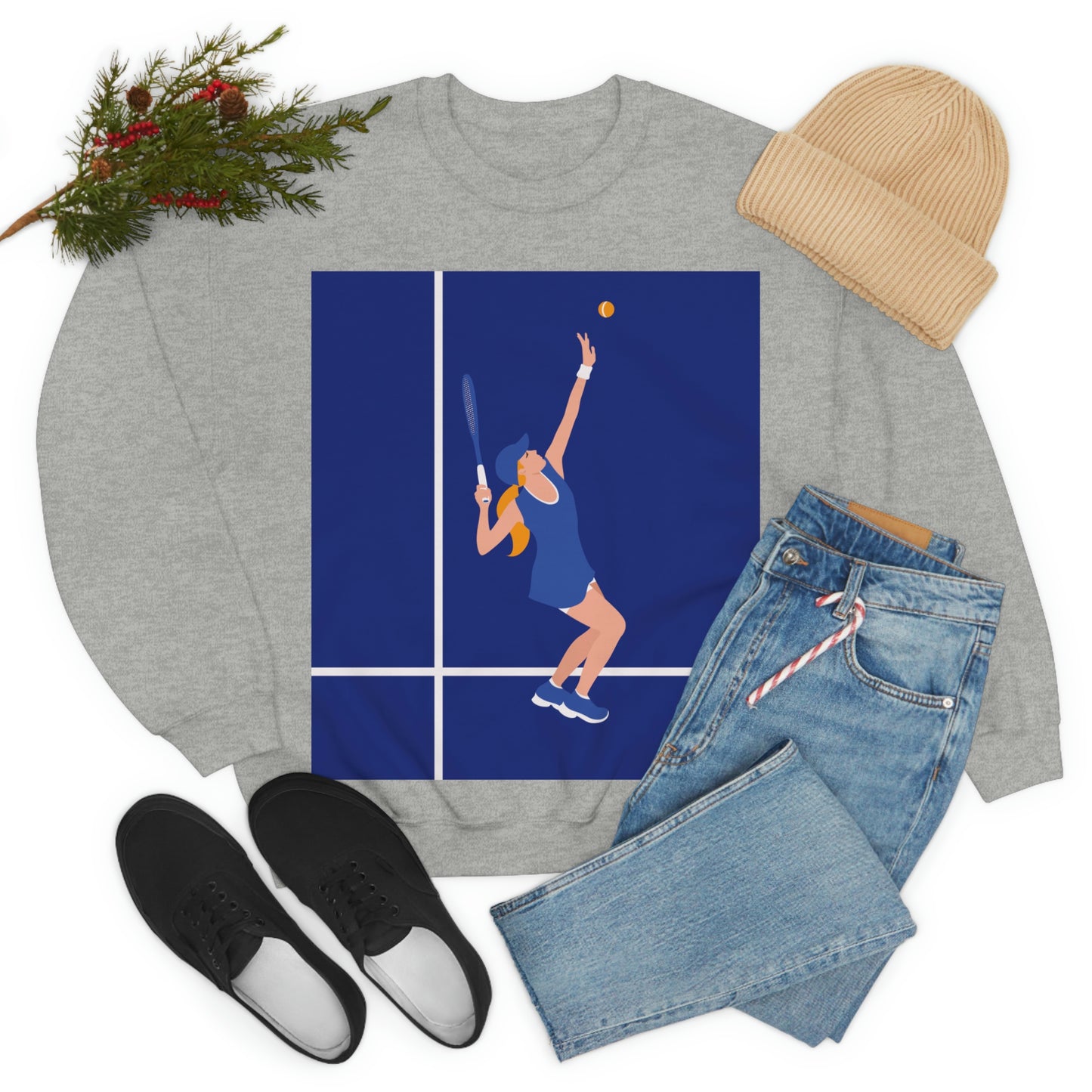 Tennis Player Blue Art Sports Team Unisex Heavy Blend™ Crewneck Sweatshirt