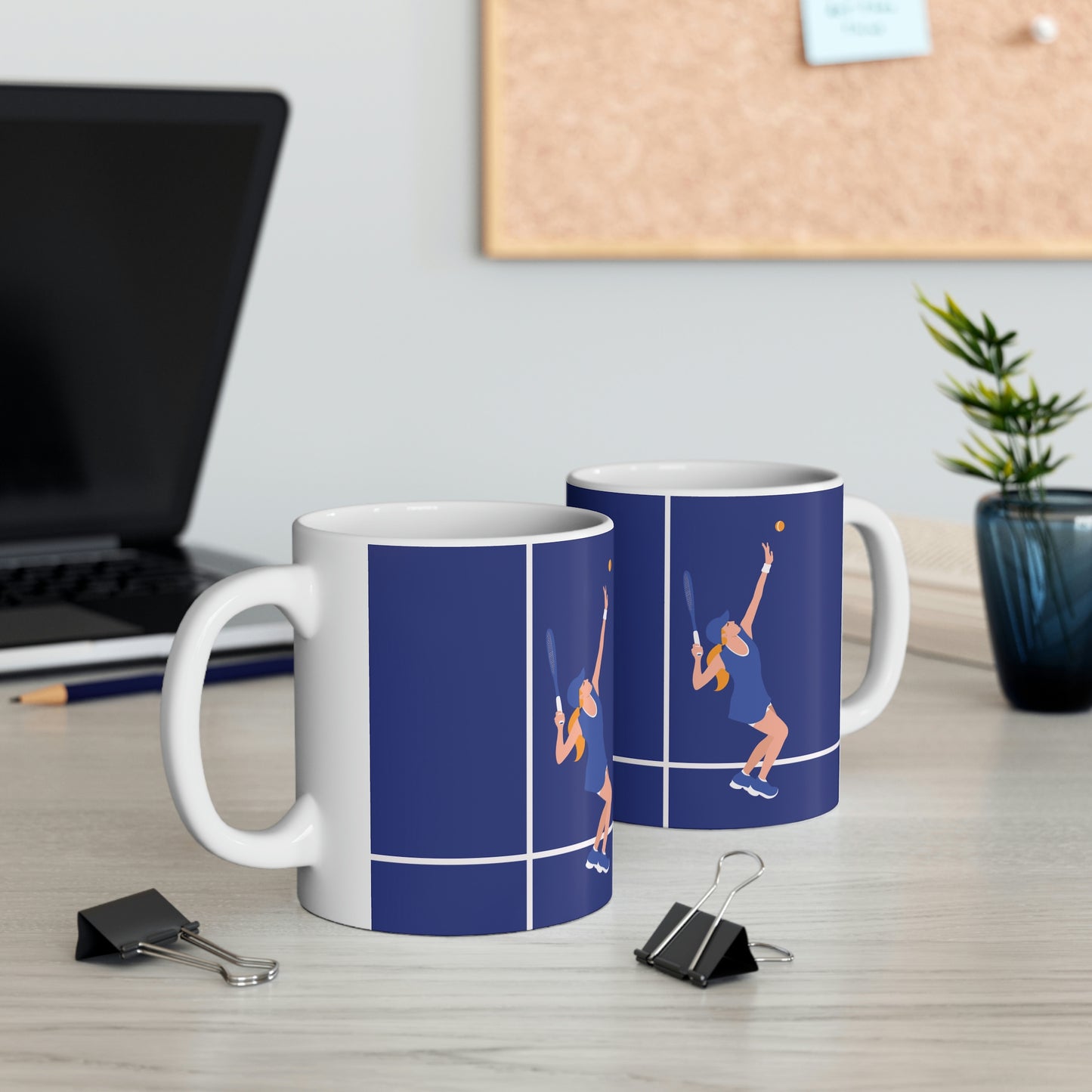 Tennis Player Blue Art Sports Team Ceramic Mug 11oz