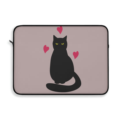 Black Cat with Heart Love Graphic Laptop Sleeve