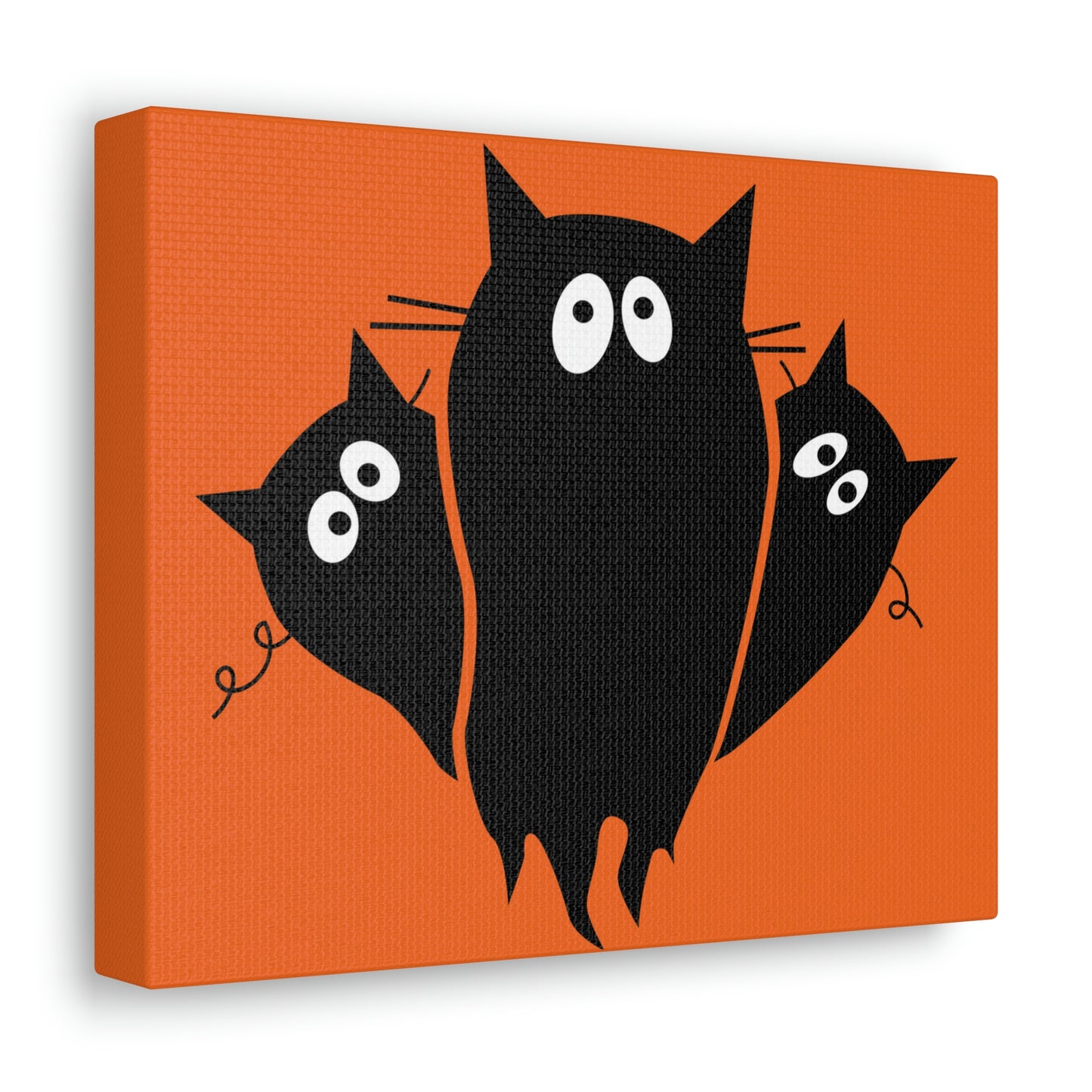 Funny Black Cats Lovers Watching Eyes Cartoon Halloween Meme Aesthetic Classic Art Canvas Gallery Wraps