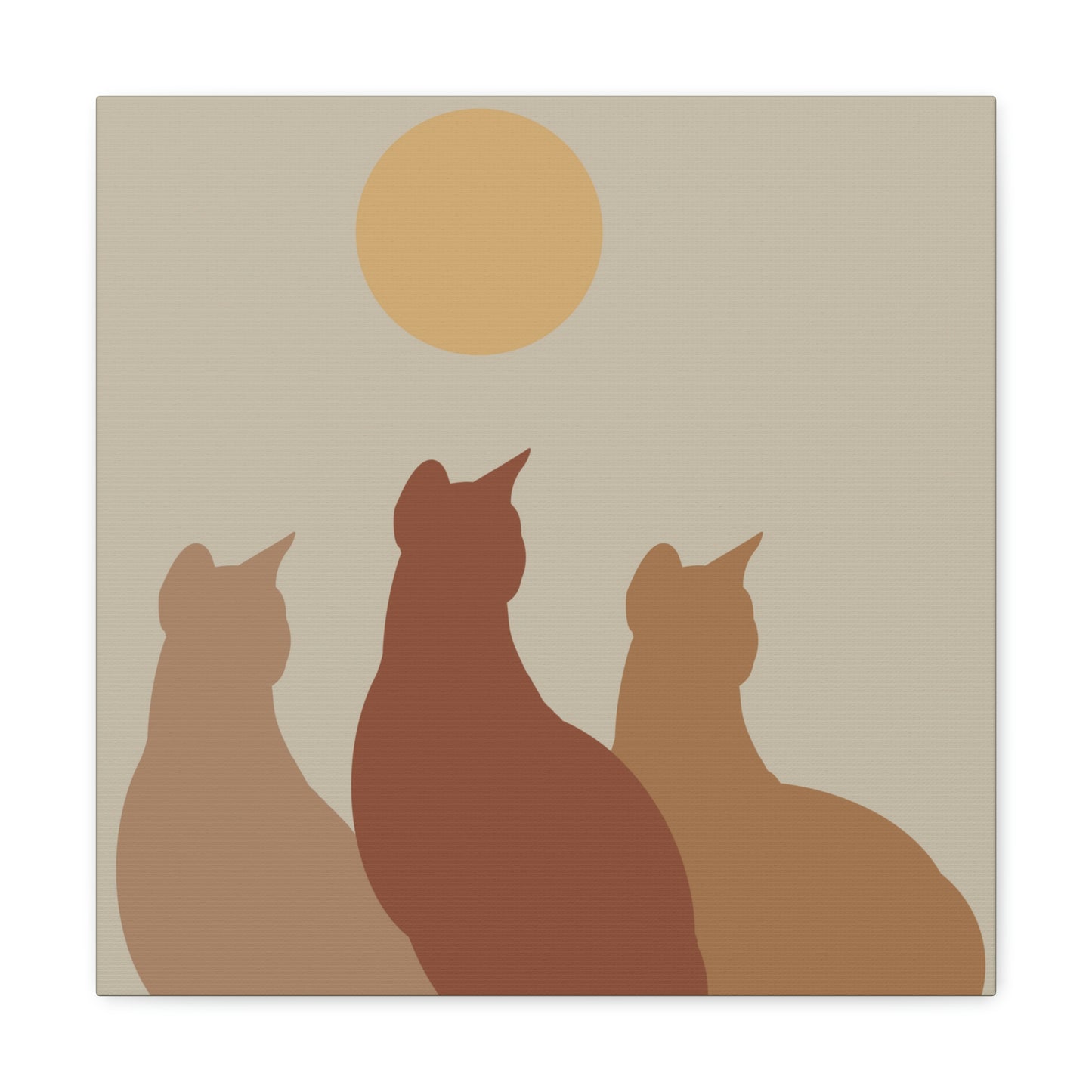 Abstract Boho Cats Relaxed Aesthetic Beige Minimalist Classic Art Canvas Gallery Wraps