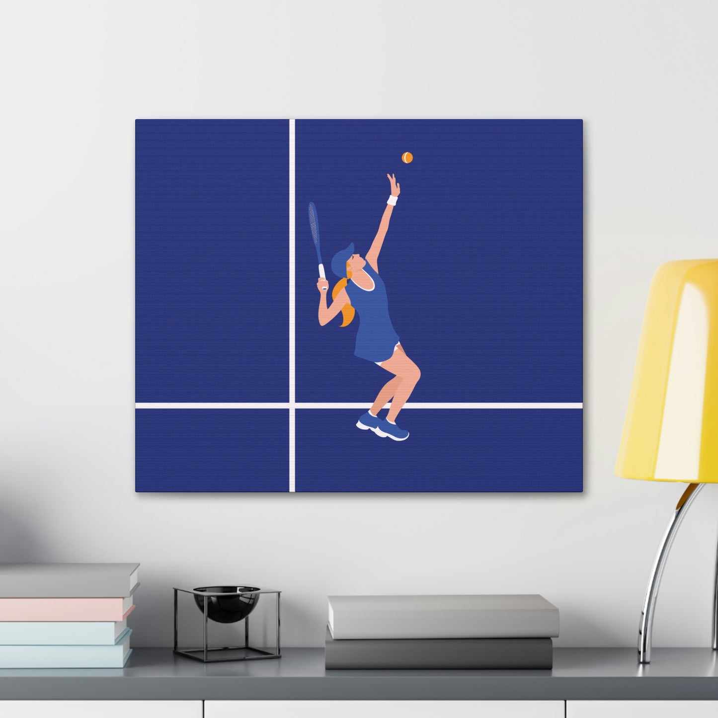 Tennis Player Blue Art Sports Team Classic Art Canvas Gallery Wraps