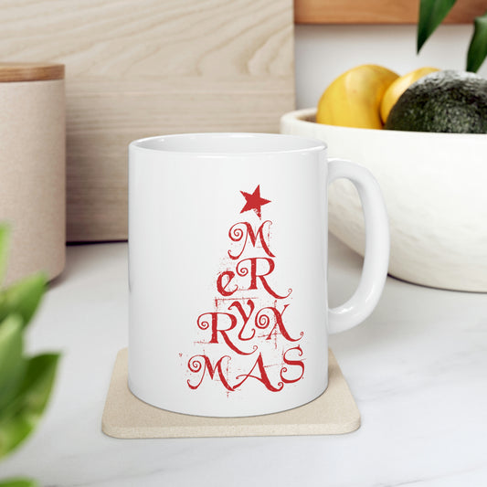 Love Christmas Happy Holidays Minimal Art Сalligraphy Ceramic Mug 11oz