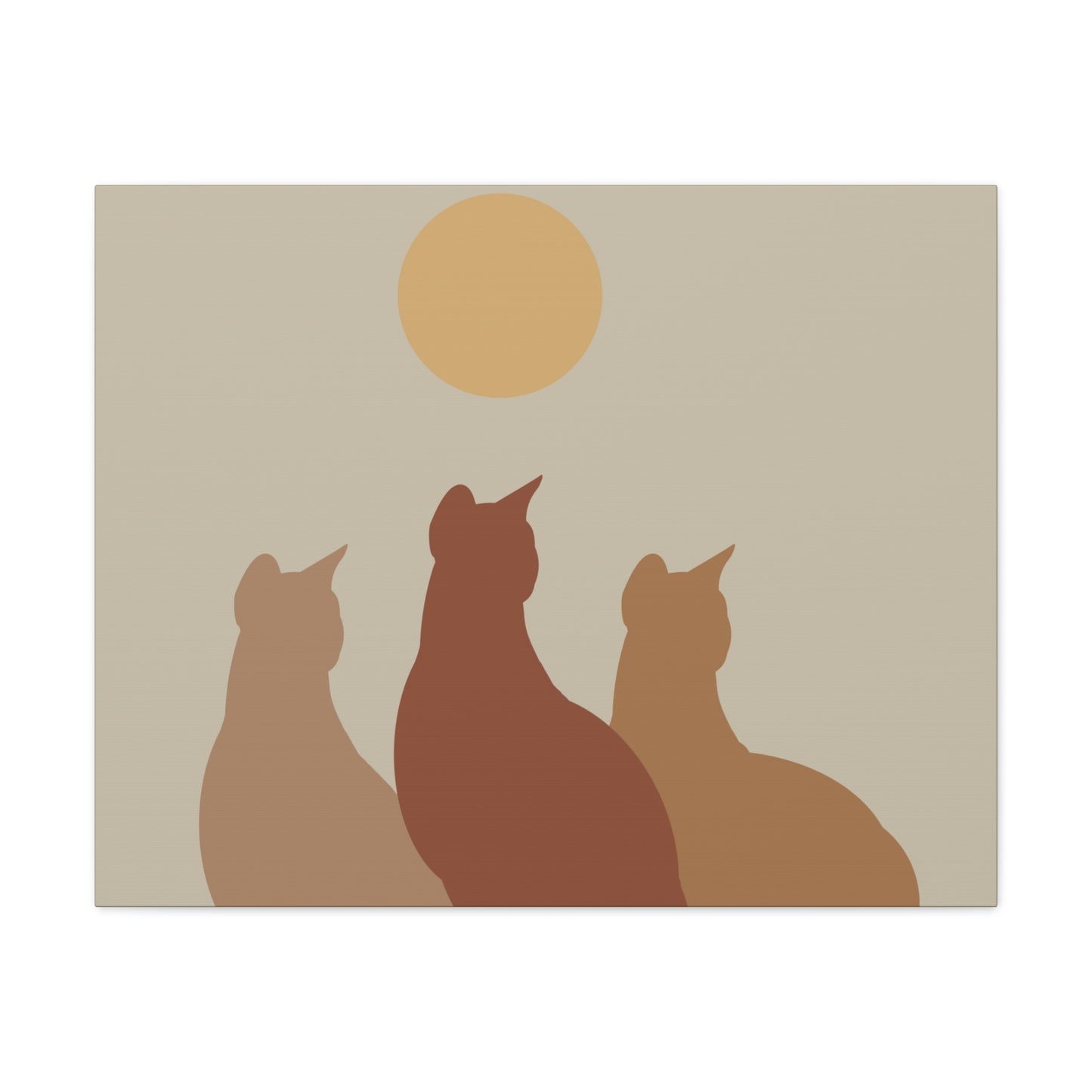 Abstract Boho Cats Relaxed Aesthetic Beige Minimalist Classic Art Canvas Gallery Wraps