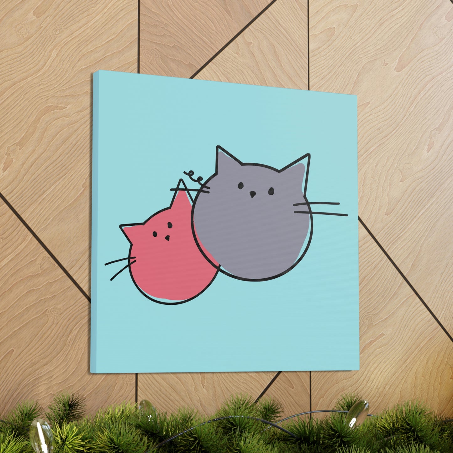 Funny Cartoon Cats Anime Meme Kawaii  Aesthetic Classic Art Canvas Gallery Wraps