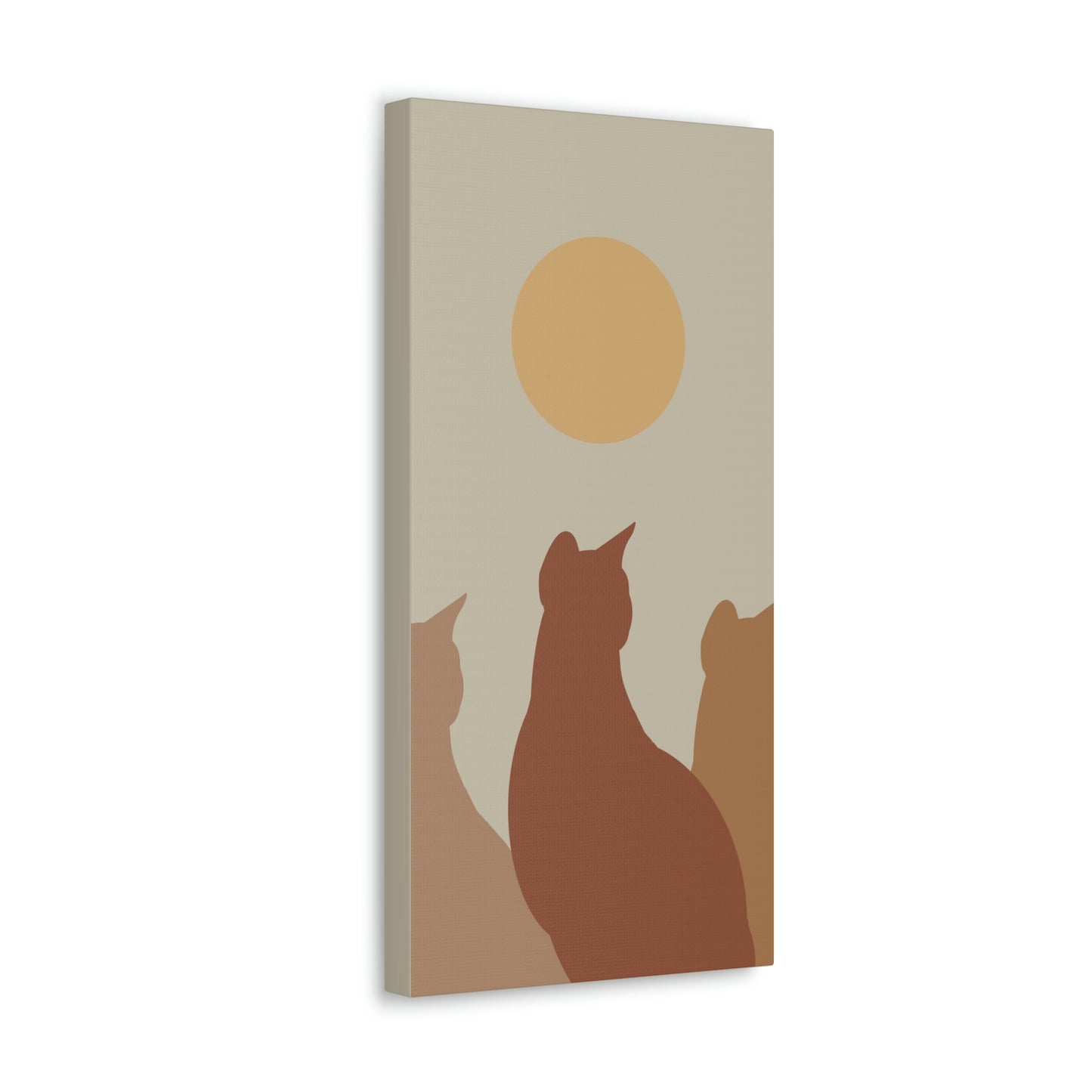 Abstract Boho Cats Relaxed Aesthetic Beige Minimalist Classic Art Canvas Gallery Wraps