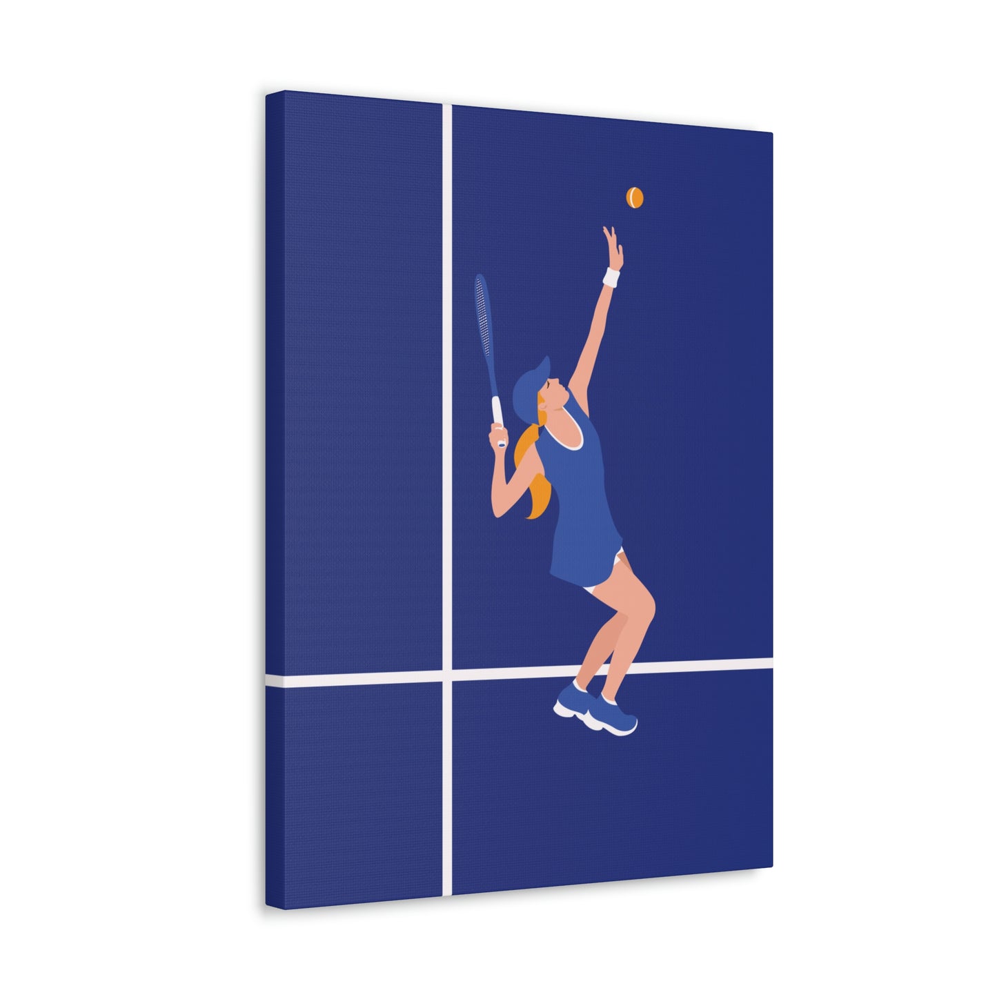 Tennis Player Blue Art Sports Team Classic Art Canvas Gallery Wraps