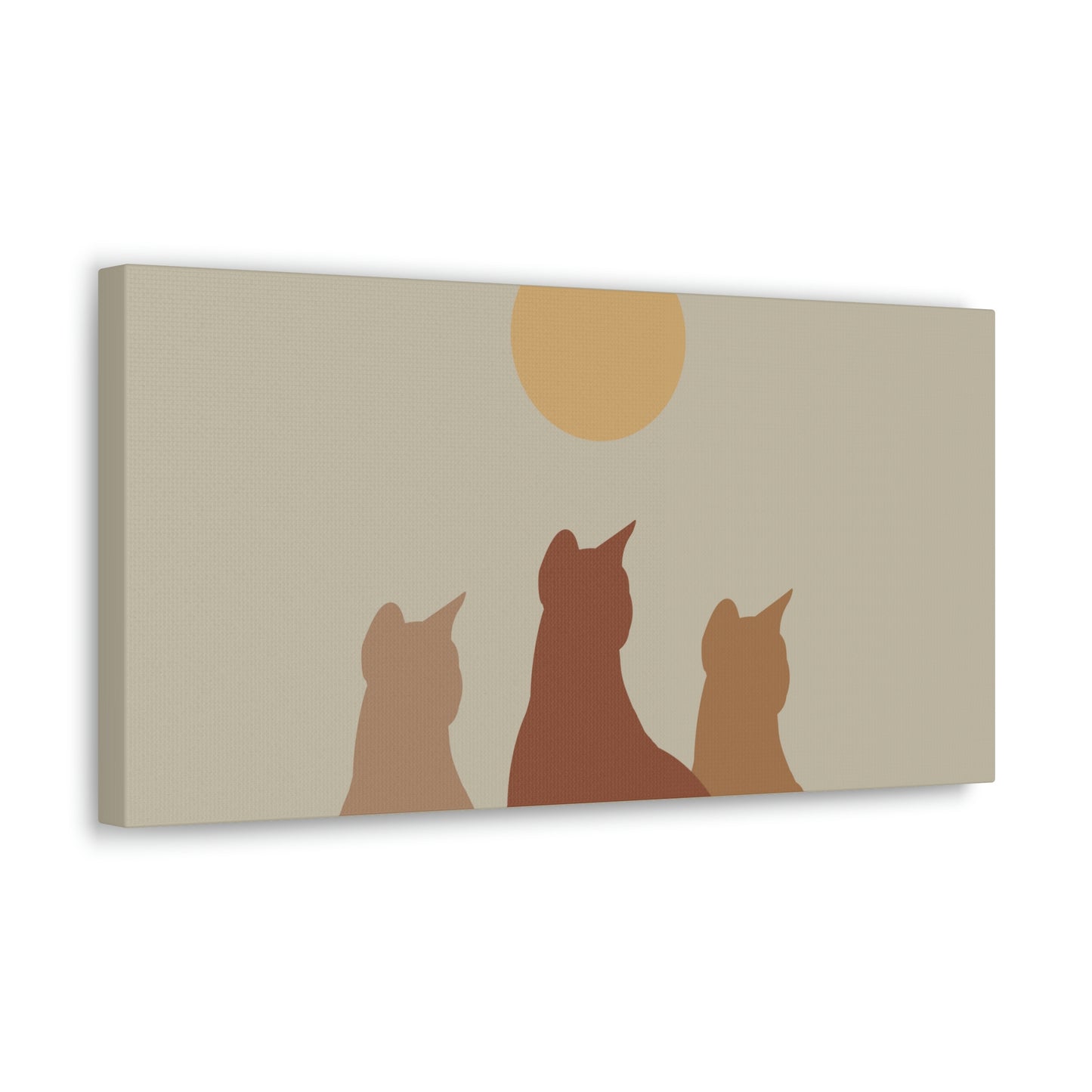 Abstract Boho Cats Relaxed Aesthetic Beige Minimalist Classic Art Canvas Gallery Wraps