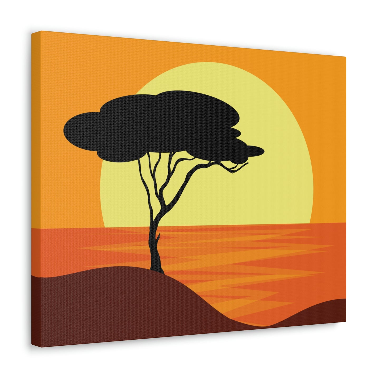 Africa Savanna Sunset Minimal Landscape View Aesthetic Classic Art Canvas Gallery Wraps