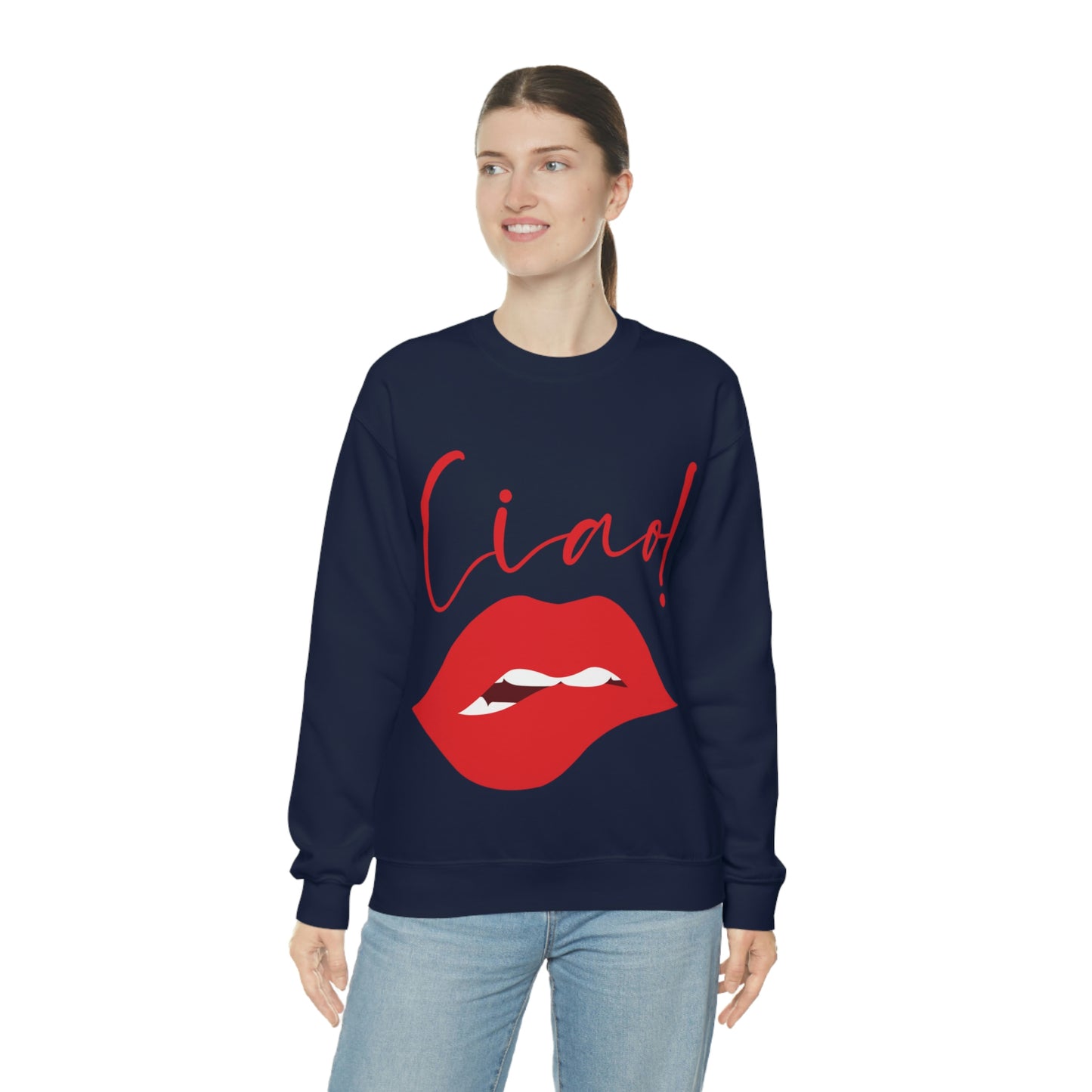 Ciao Hello Goodbye Red Lips Lipstick Unisex Heavy Blend™ Crewneck Sweatshirt