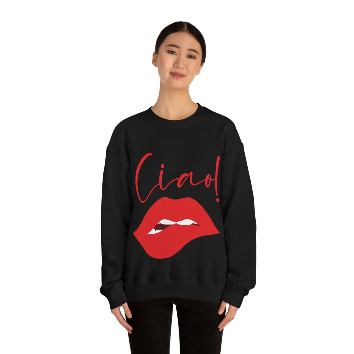 Ciao Hello Goodbye Red Lips Lipstick Unisex Heavy Blend™ Crewneck Sweatshirt