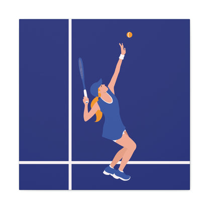 Tennis Player Blue Art Sports Team Classic Art Canvas Gallery Wraps