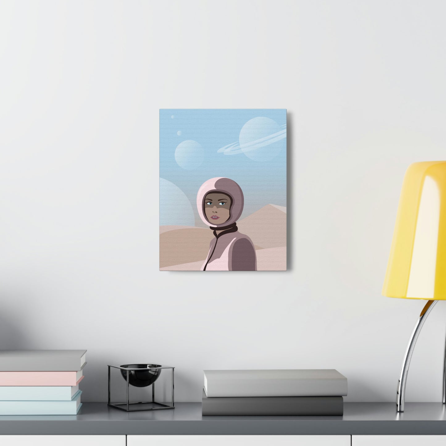 Astronaut Woman Aliens Minimal Aesthetic Classic Art Canvas Gallery Wraps