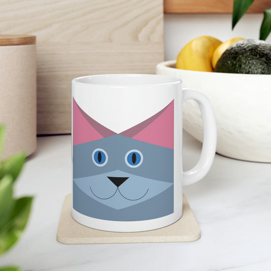 Cat Geometric illlustration Graphic Cartoon Ceramic Mug 11oz