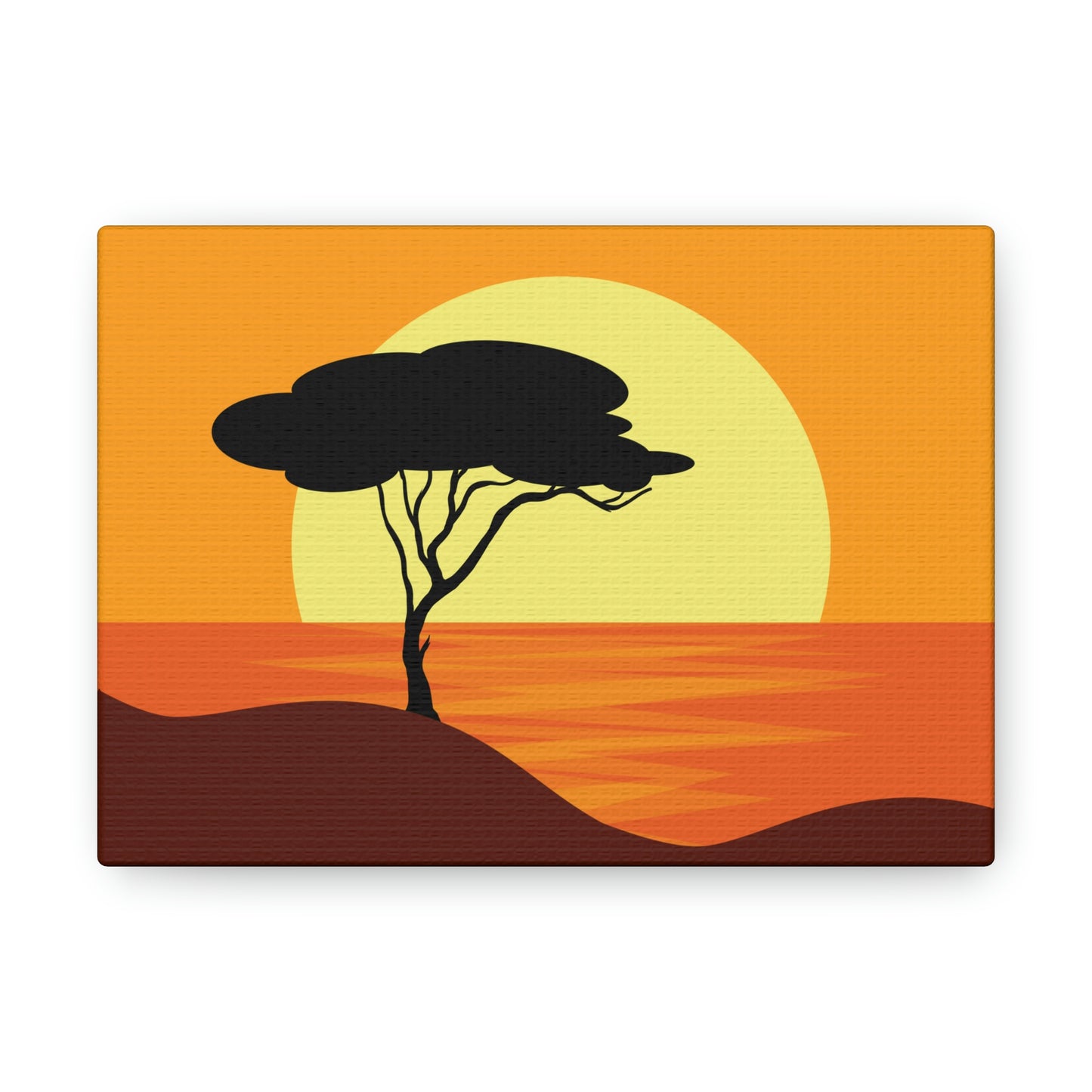 Africa Savanna Sunset Minimal Landscape View Aesthetic Classic Art Canvas Gallery Wraps