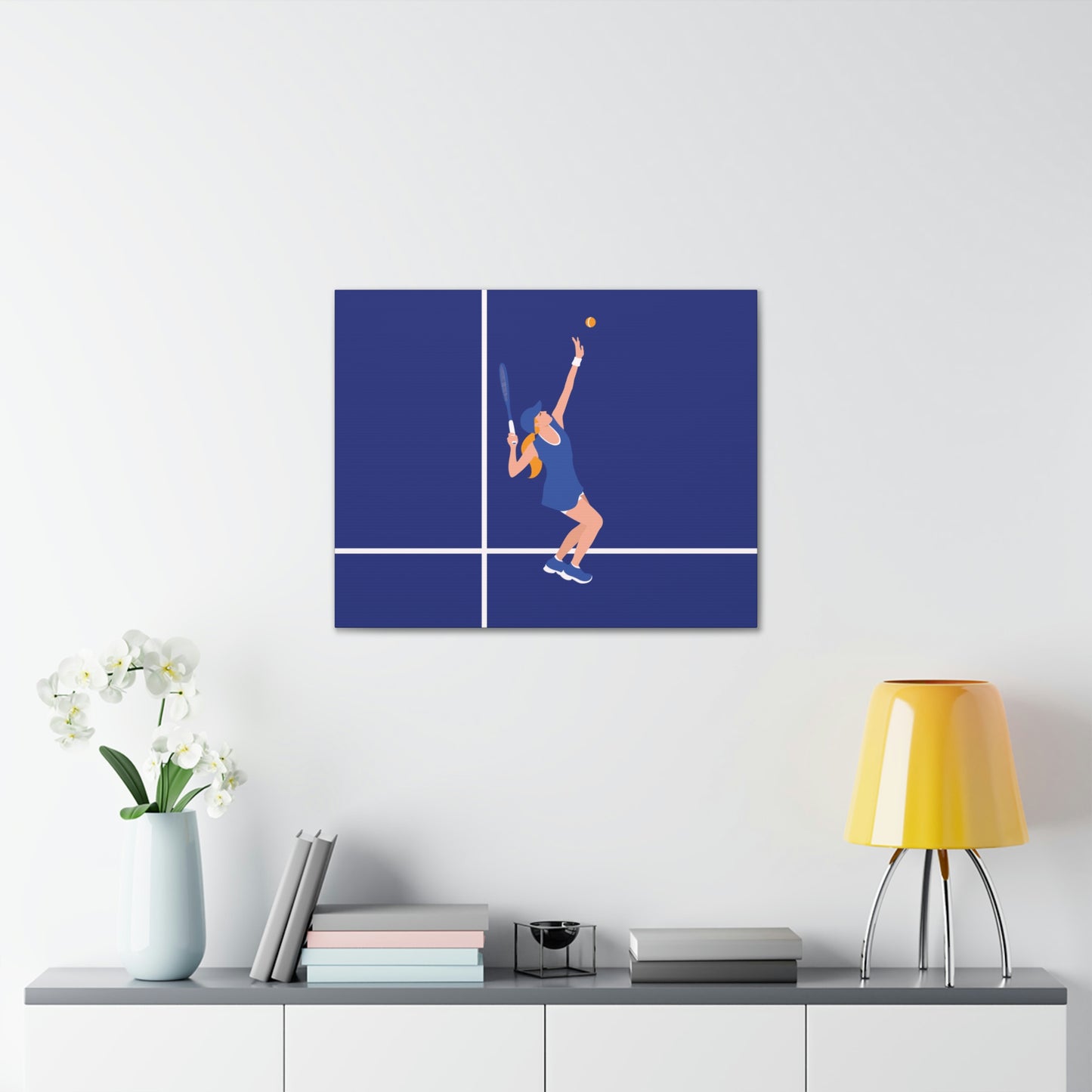 Tennis Player Blue Art Sports Team Classic Art Canvas Gallery Wraps