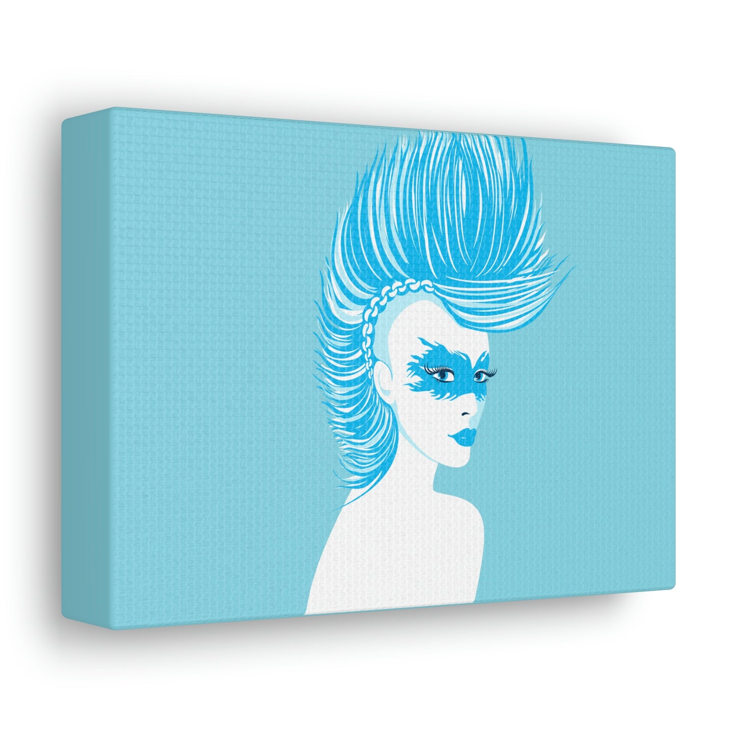 Blue Punk Woman Art Unique Edgy Graphic Aesthetic Classic Art Canvas Gallery Wraps