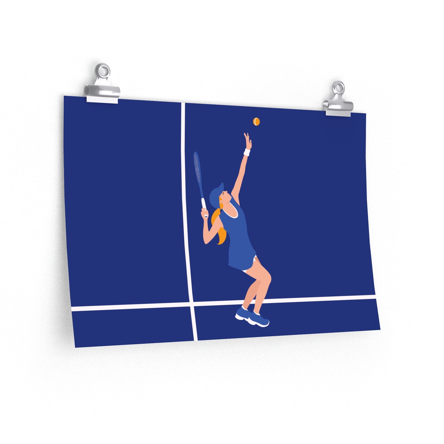 Tennis Player Blue Art Sports Team Premium Matte Horizontal Posters