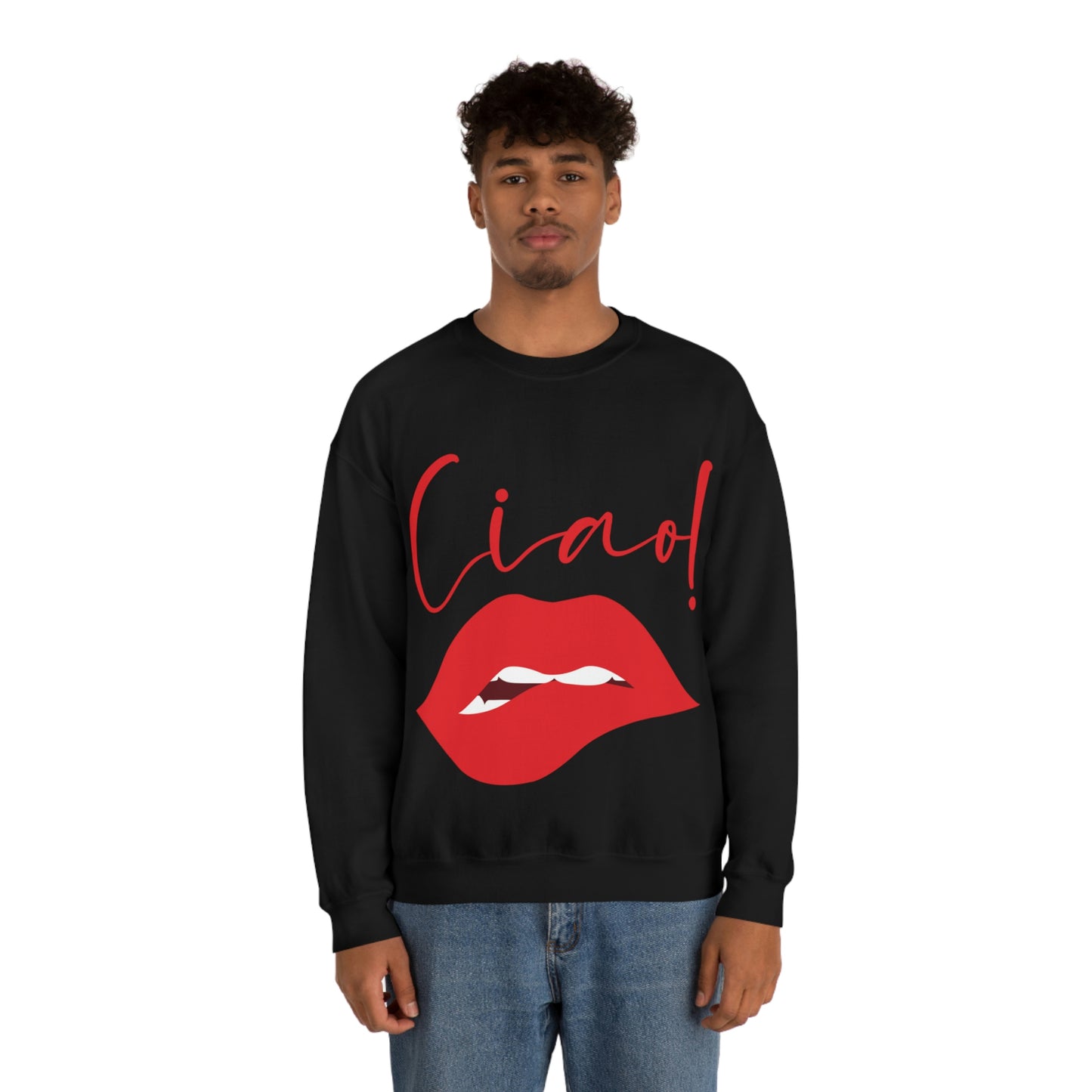 Ciao Hello Goodbye Red Lips Lipstick Unisex Heavy Blend™ Crewneck Sweatshirt