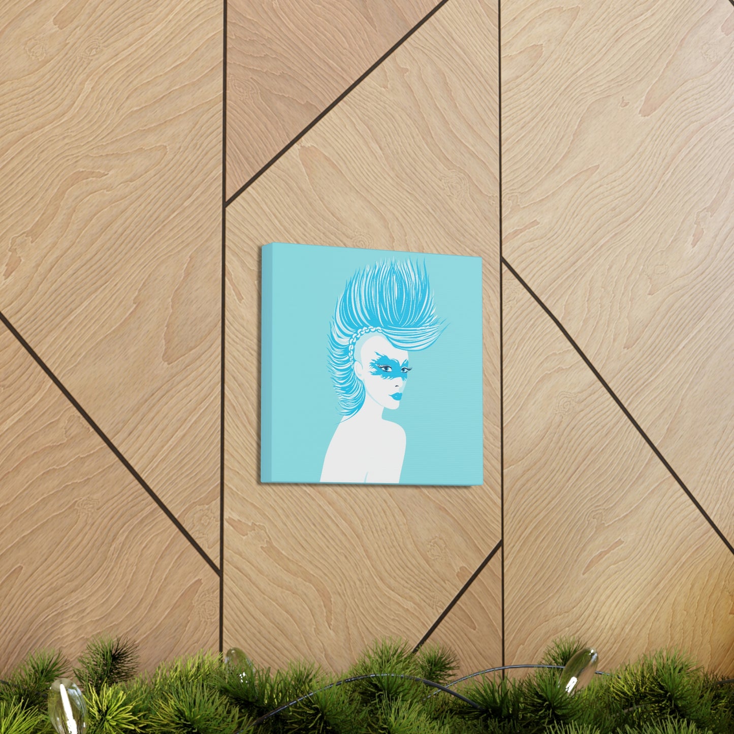 Blue Punk Woman Art Unique Edgy Graphic Aesthetic Classic Art Canvas Gallery Wraps