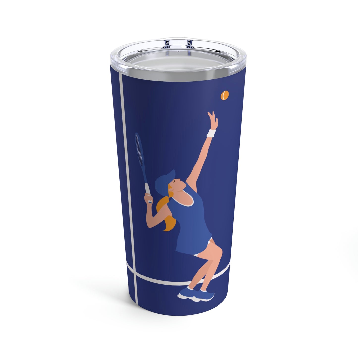 Tennis Player Blue Art Sports Team Stainless Steel Hot or Cold Vacuum Tumbler 20oz