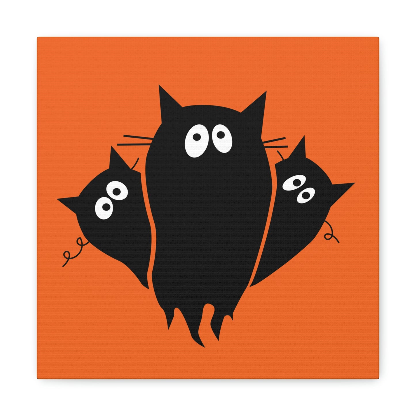 Funny Black Cats Lovers Watching Eyes Cartoon Halloween Meme Aesthetic Classic Art Canvas Gallery Wraps