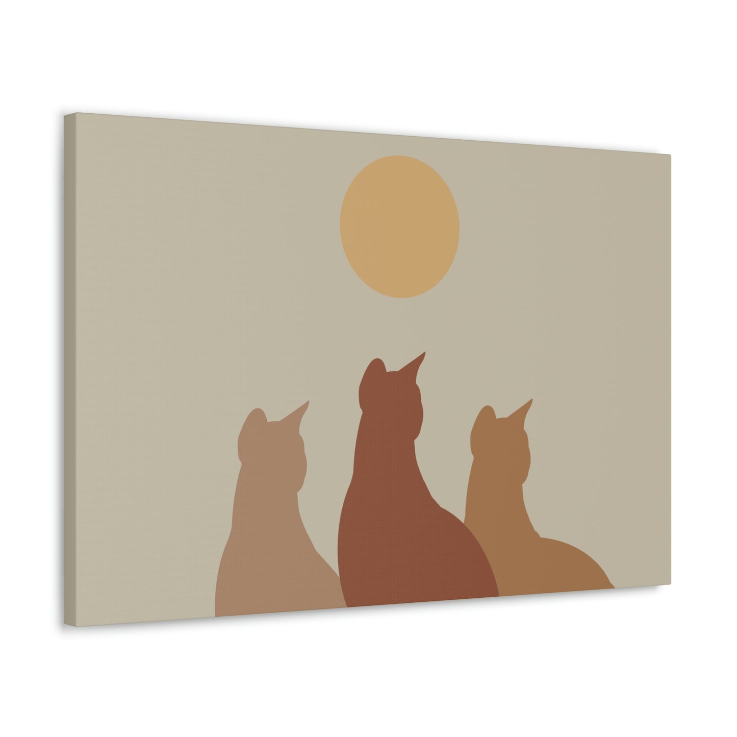 Abstract Boho Cats Relaxed Aesthetic Beige Minimalist Classic Art Canvas Gallery Wraps