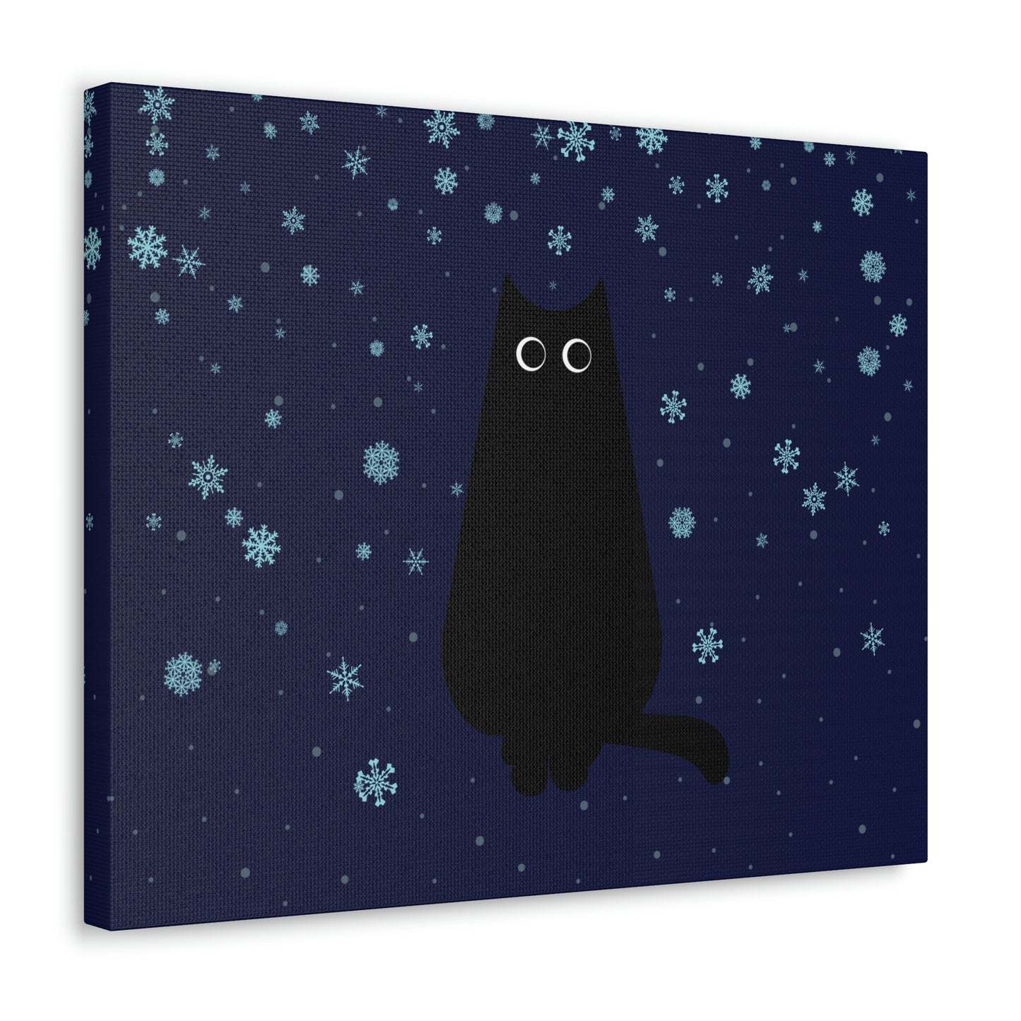 Black Cat Winter Snowflake Anime Art Classic Art Canvas Gallery Wraps