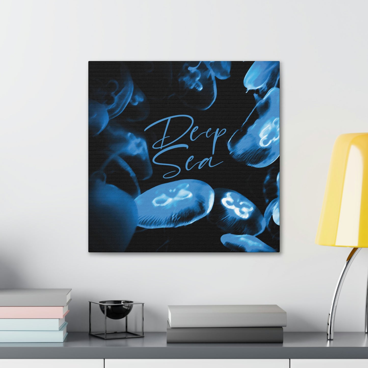 Deep Sea Jellyfish Silhouette Eco Friendly Life Sign Aesthetic Classic Art Canvas Gallery Wraps