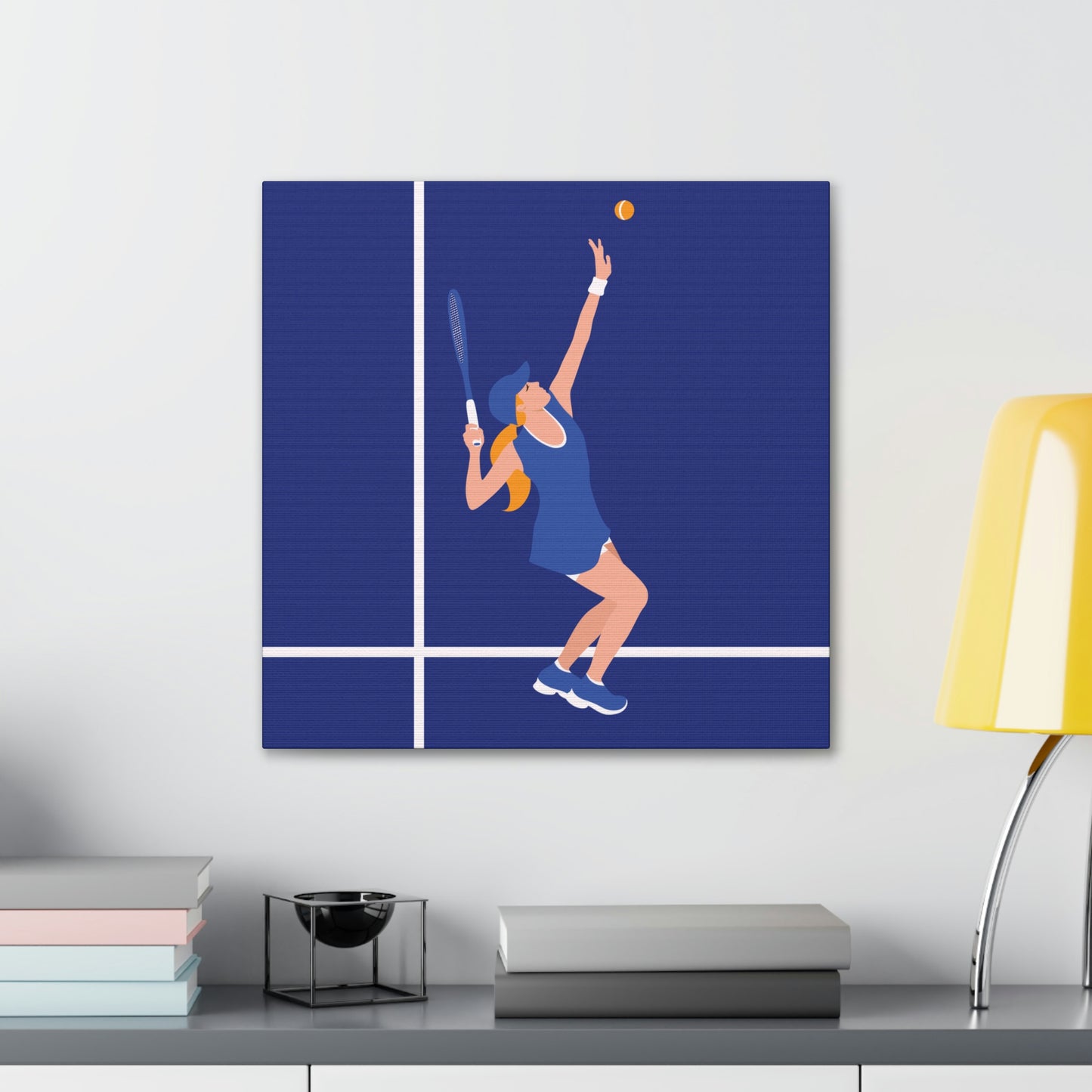 Tennis Player Blue Art Sports Team Classic Art Canvas Gallery Wraps