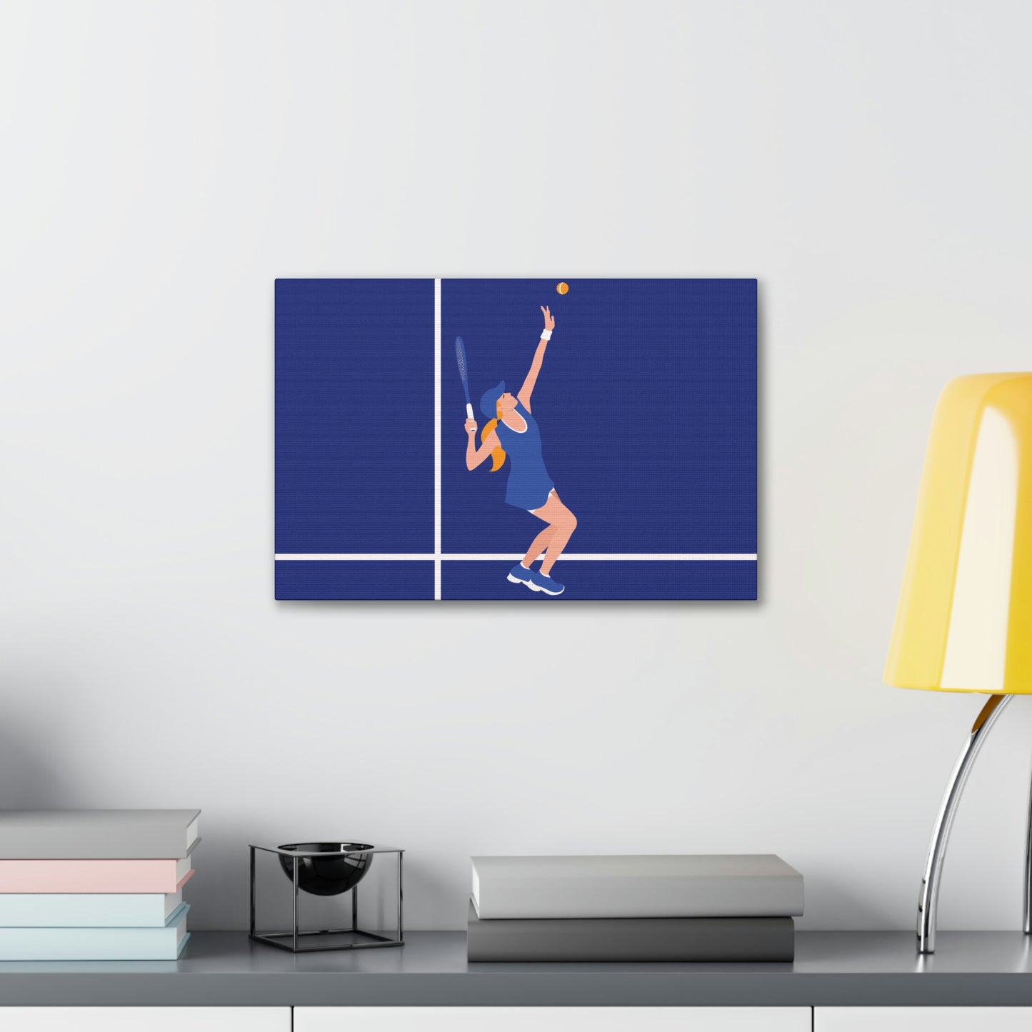 Tennis Player Blue Art Sports Team Classic Art Canvas Gallery Wraps