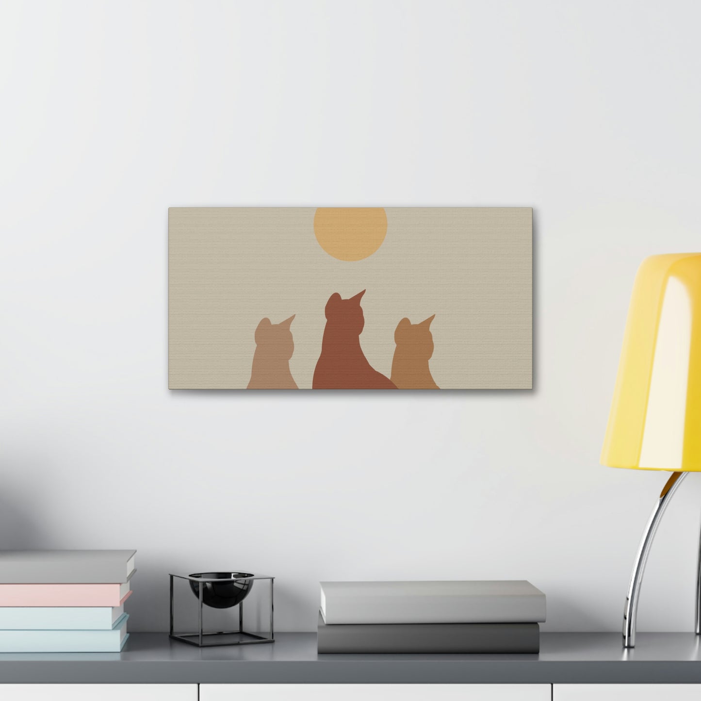 Abstract Boho Cats Relaxed Aesthetic Beige Minimalist Classic Art Canvas Gallery Wraps