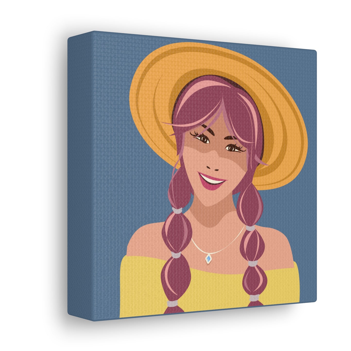 Happy Woman with Rose Hair Aesthetic Art Canvas Gallery Wraps