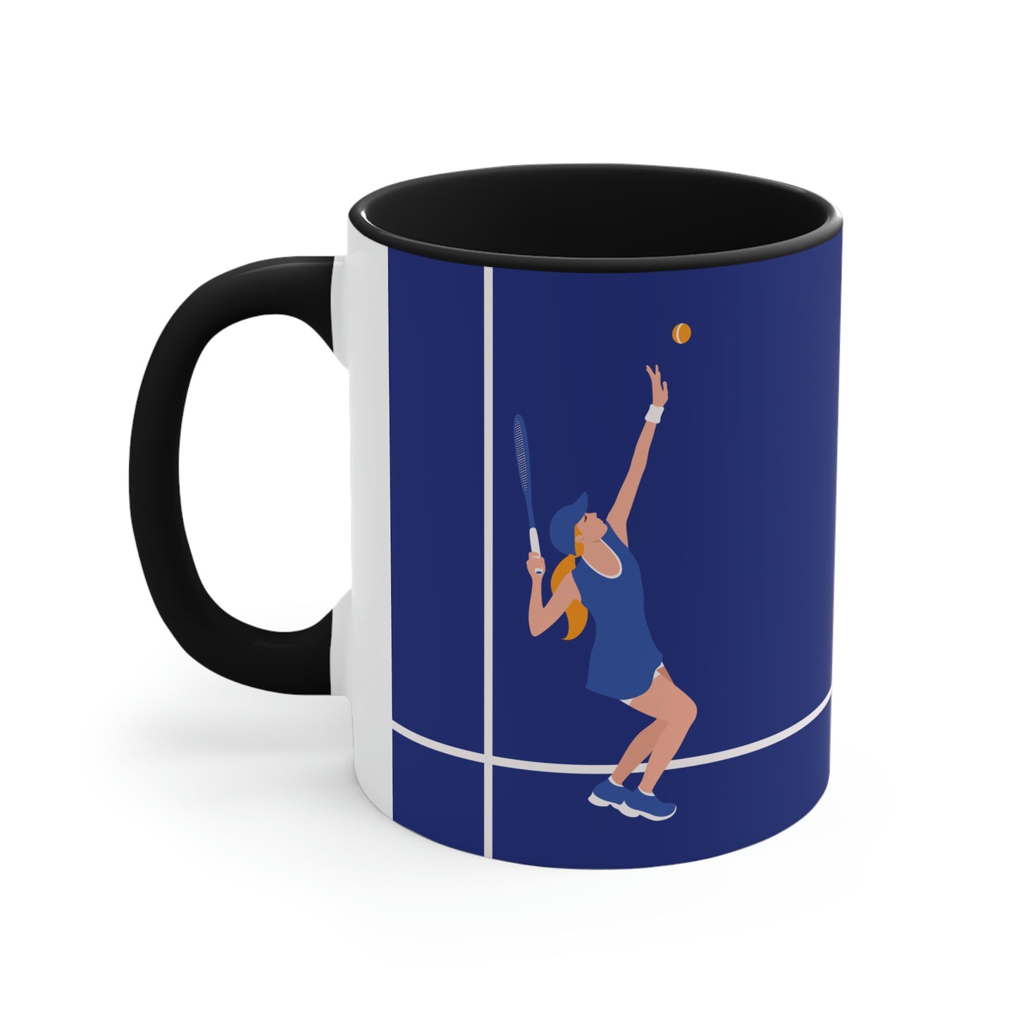 Tennis Player Blue Art Sports Team Accent Coffee Mug 11oz