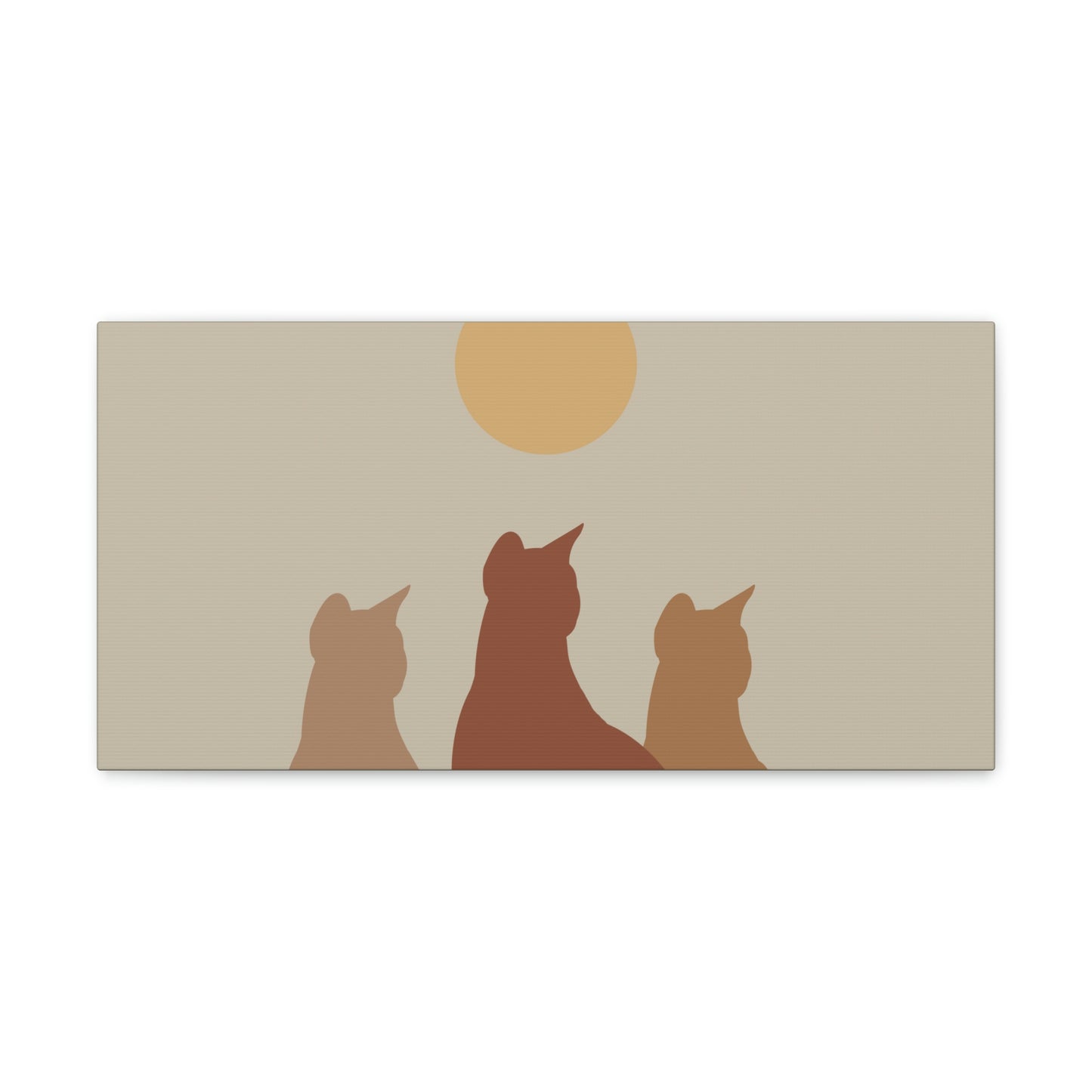 Abstract Boho Cats Relaxed Aesthetic Beige Minimalist Classic Art Canvas Gallery Wraps