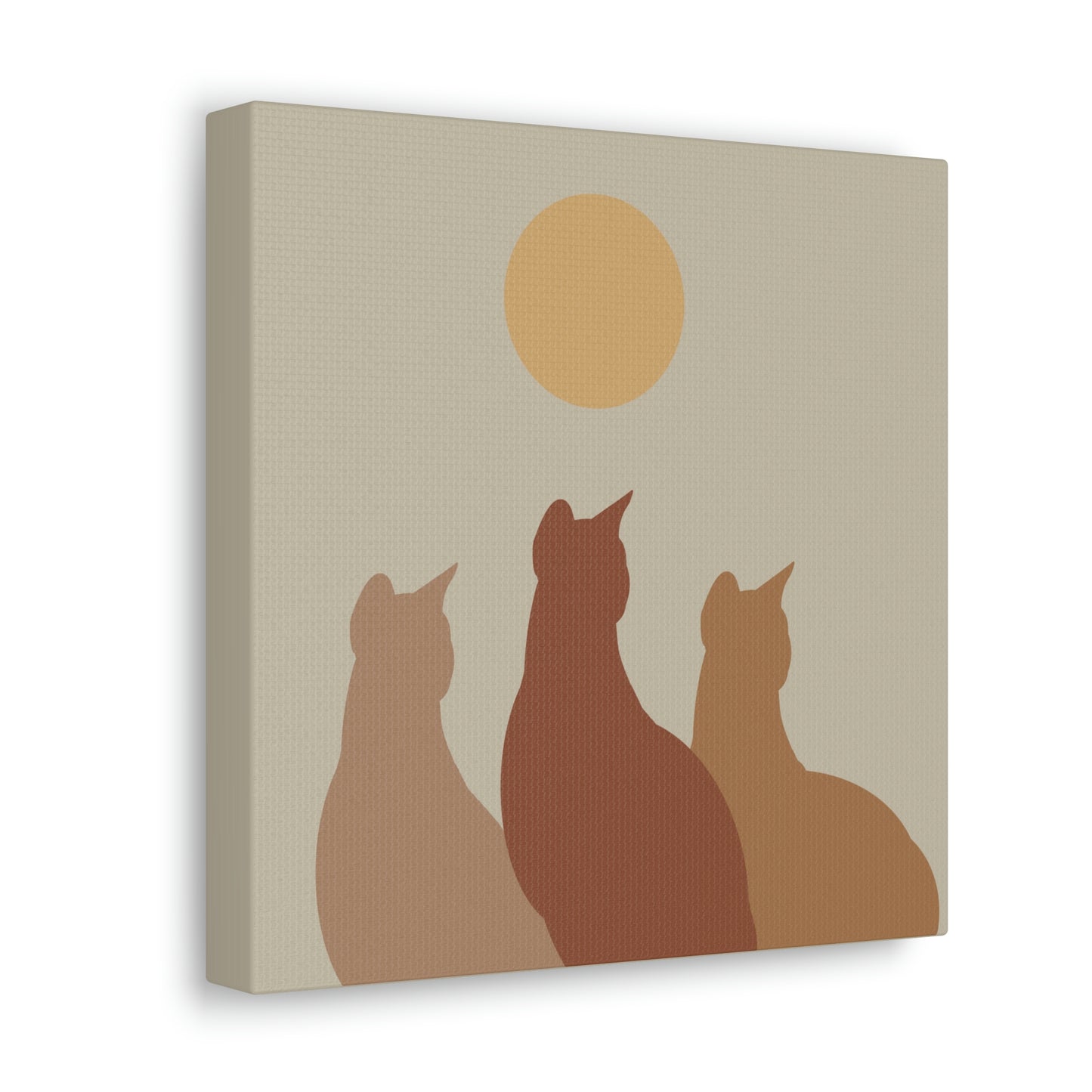 Abstract Boho Cats Relaxed Aesthetic Beige Minimalist Classic Art Canvas Gallery Wraps