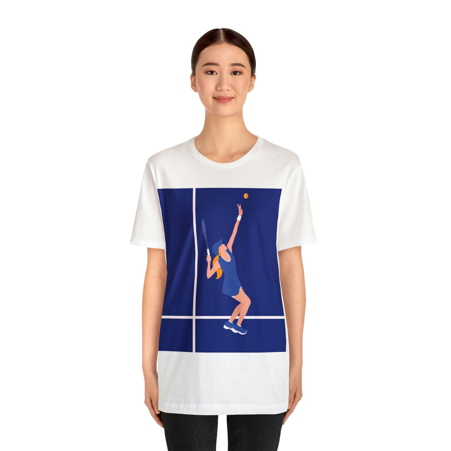 Tennis Player Blue Art Sports Team Unisex Jersey Short Sleeve T-Shirt