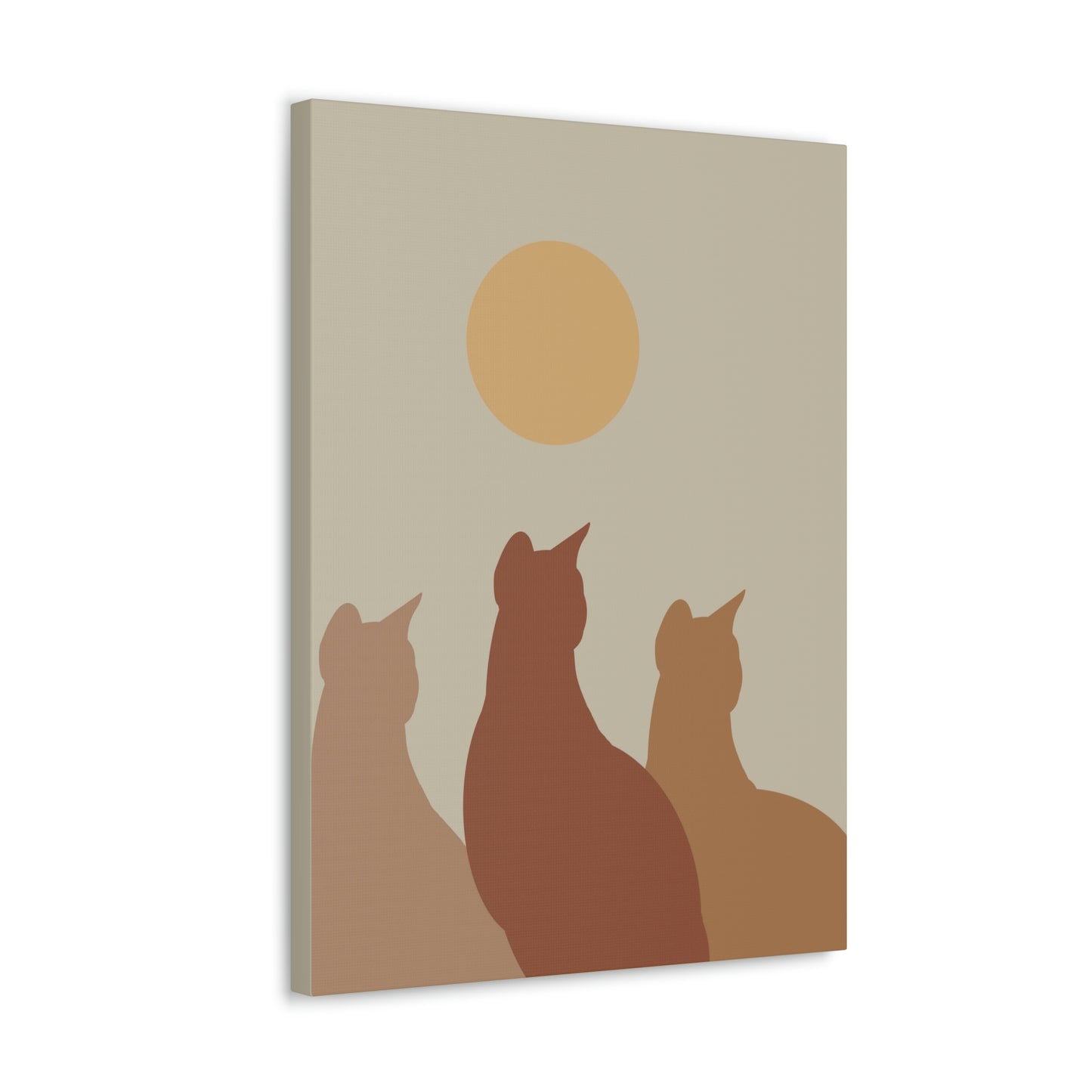 Abstract Boho Cats Relaxed Aesthetic Beige Minimalist Classic Art Canvas Gallery Wraps