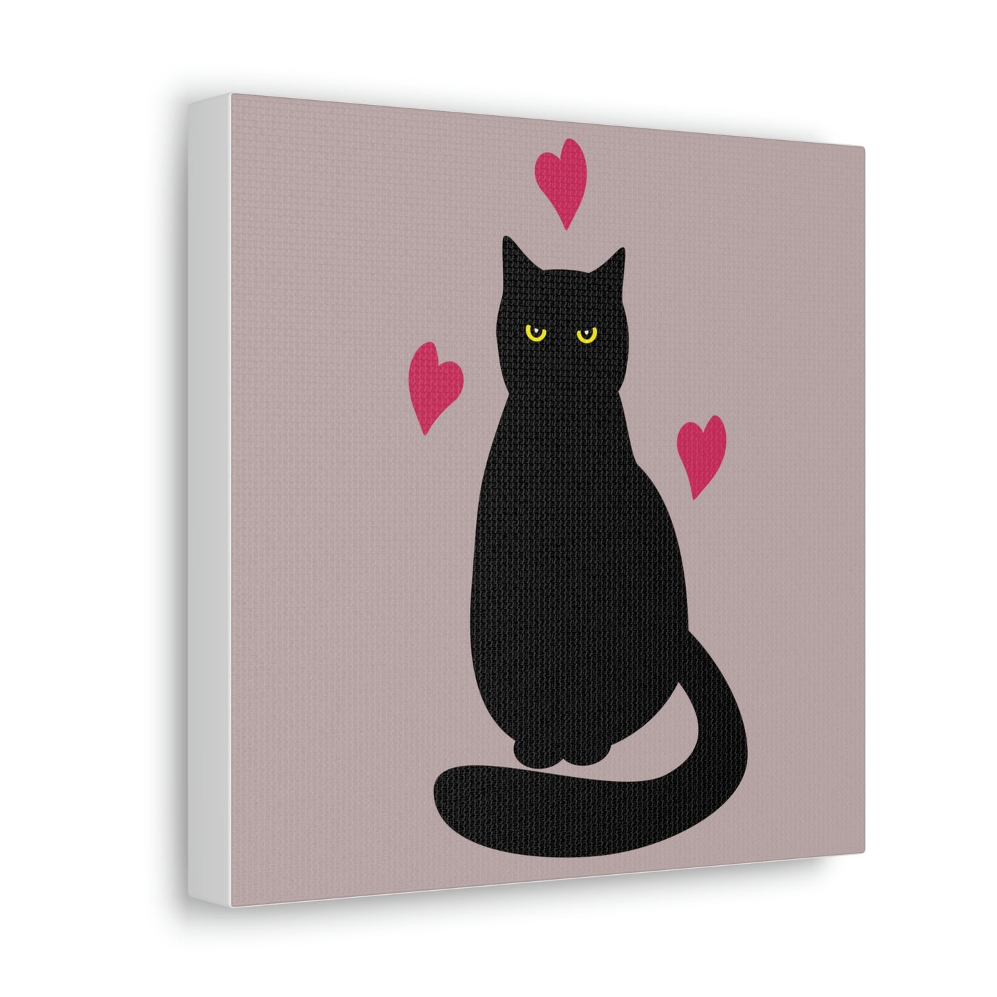 Black Cat with Heart Love Aesthetic Classic Art Canvas Gallery Wraps