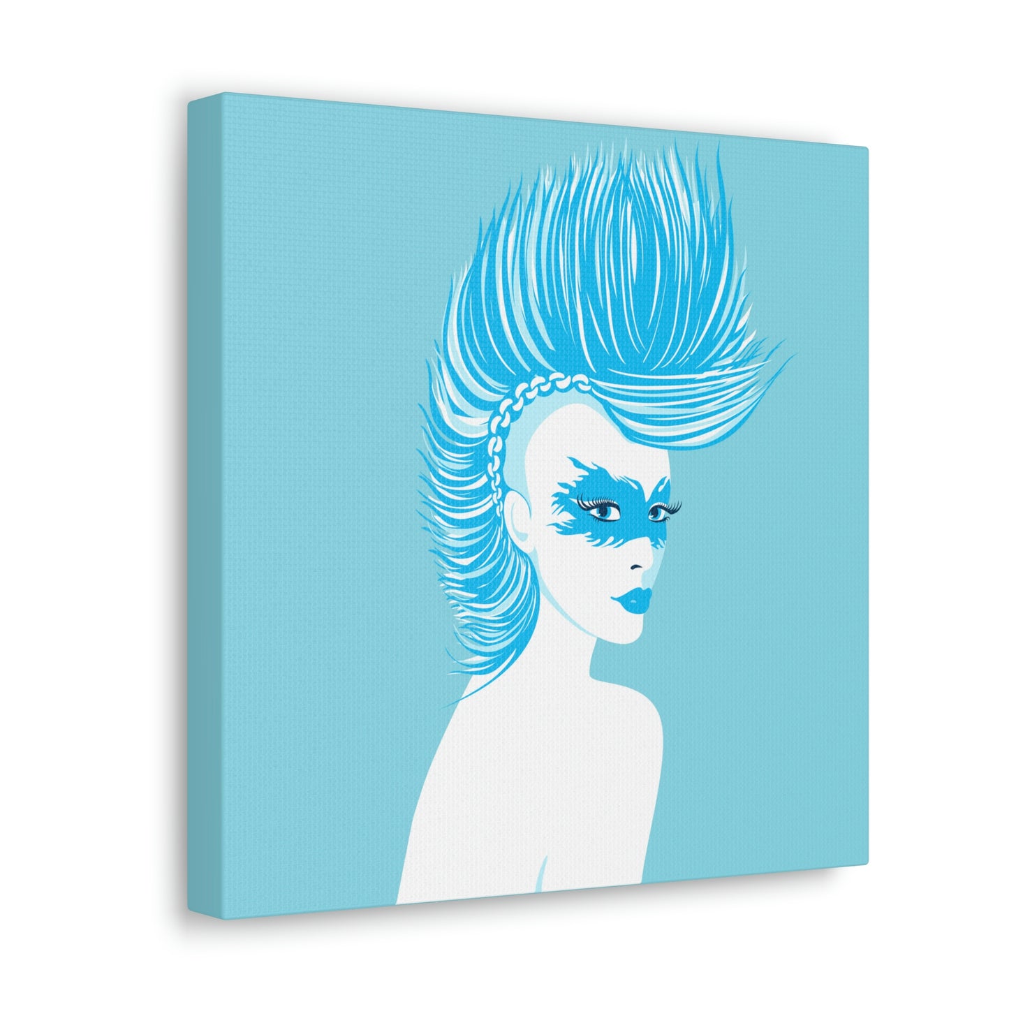 Blue Punk Woman Art Unique Edgy Graphic Aesthetic Classic Art Canvas Gallery Wraps