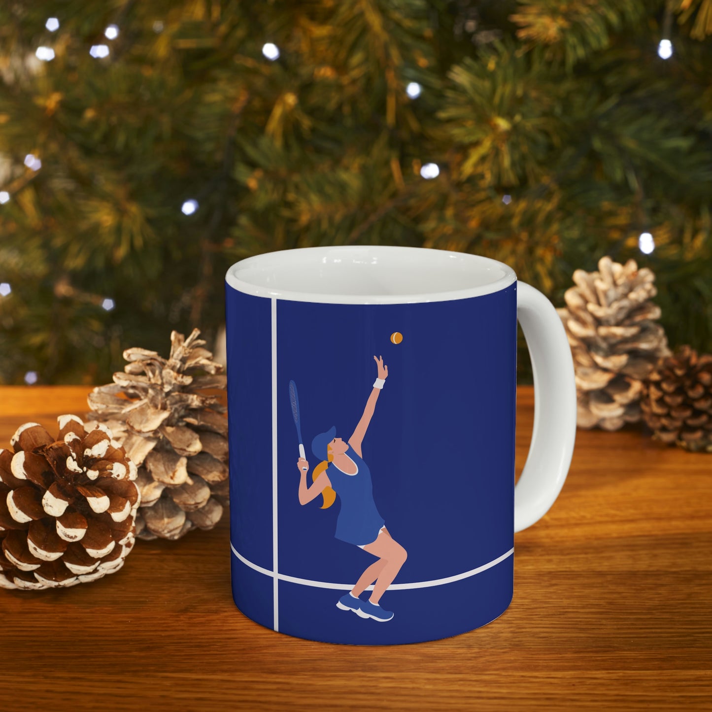 Tennis Player Blue Art Sports Team Ceramic Mug 11oz