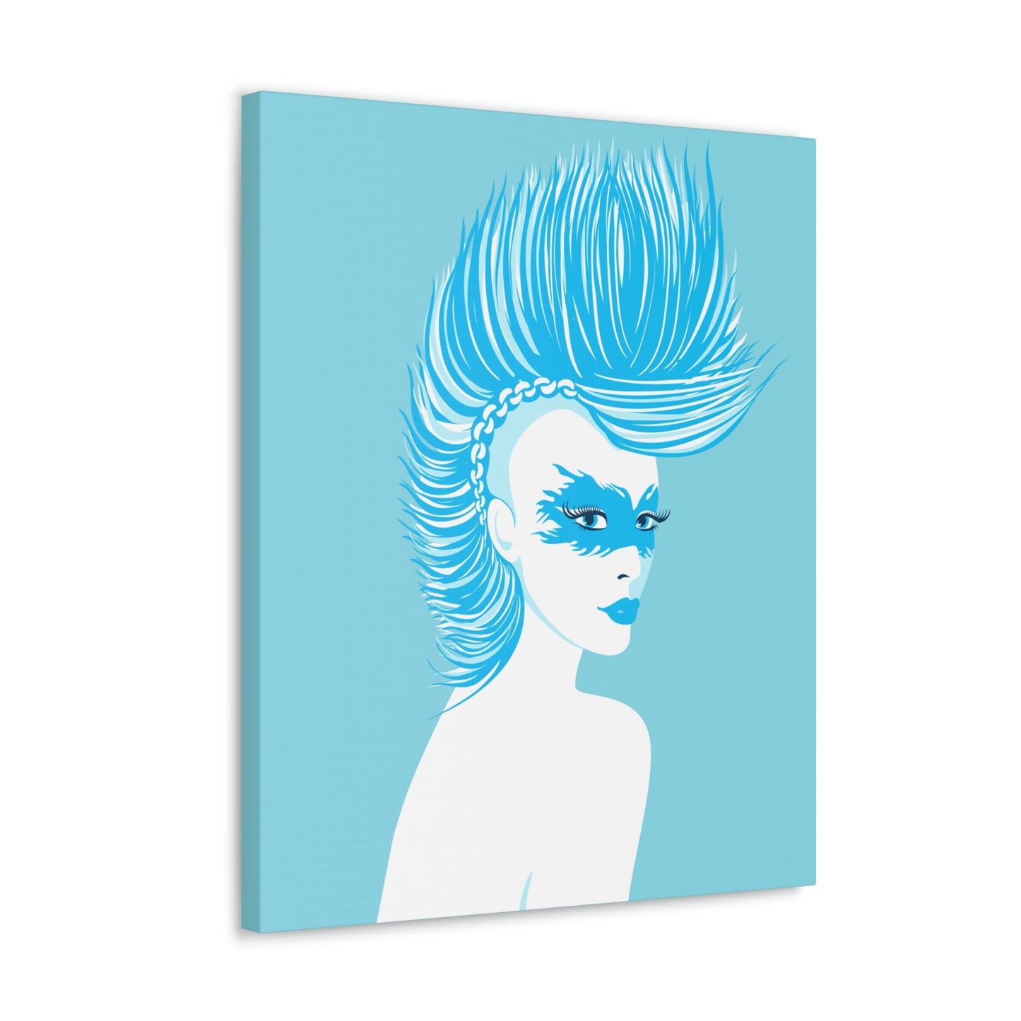 Blue Punk Woman Art Unique Edgy Graphic Aesthetic Classic Art Canvas Gallery Wraps