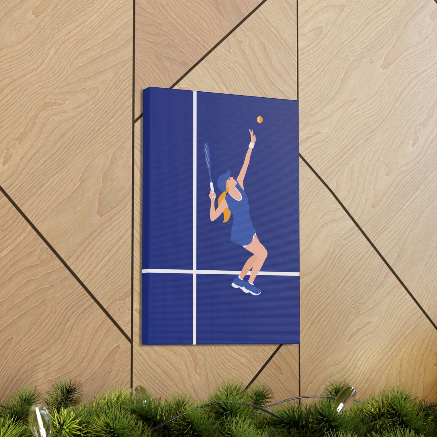 Tennis Player Blue Art Sports Team Classic Art Canvas Gallery Wraps