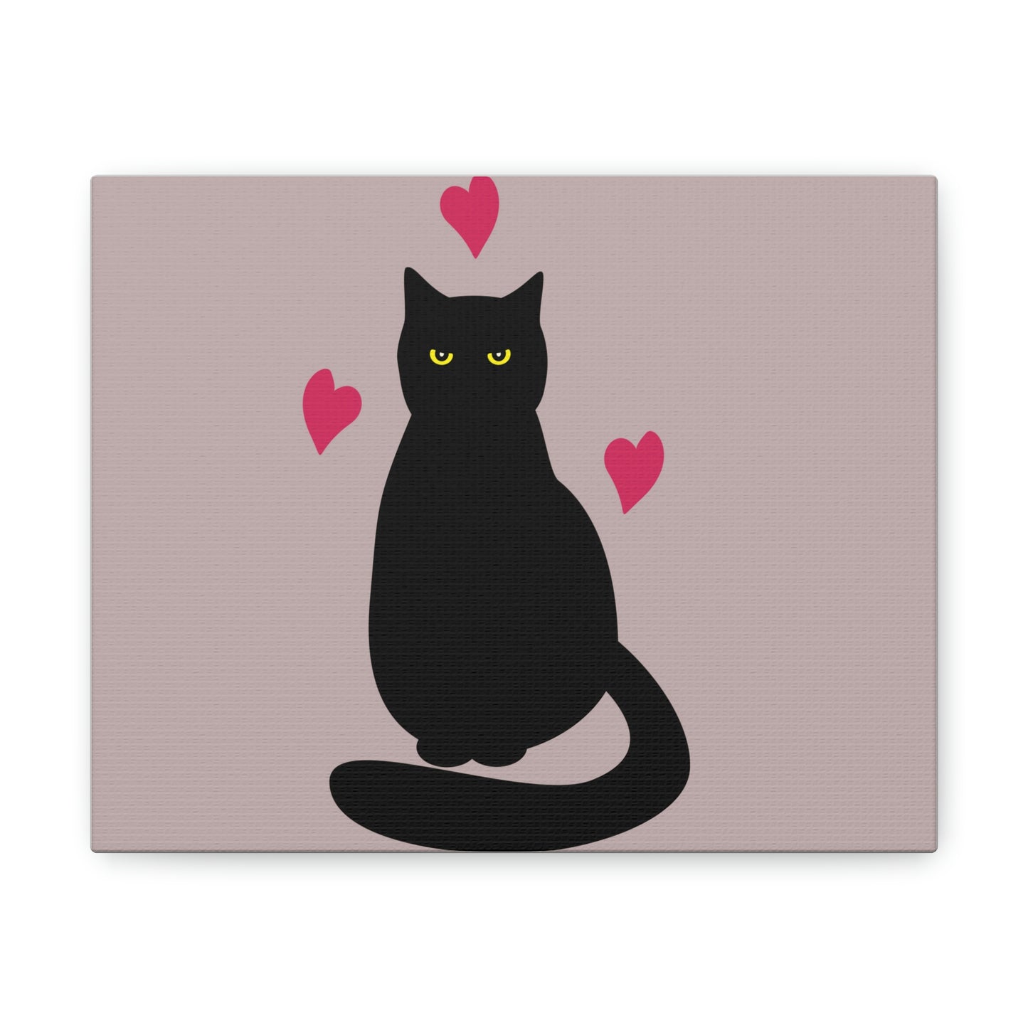 Black Cat with Heart Love Aesthetic Classic Art Canvas Gallery Wraps