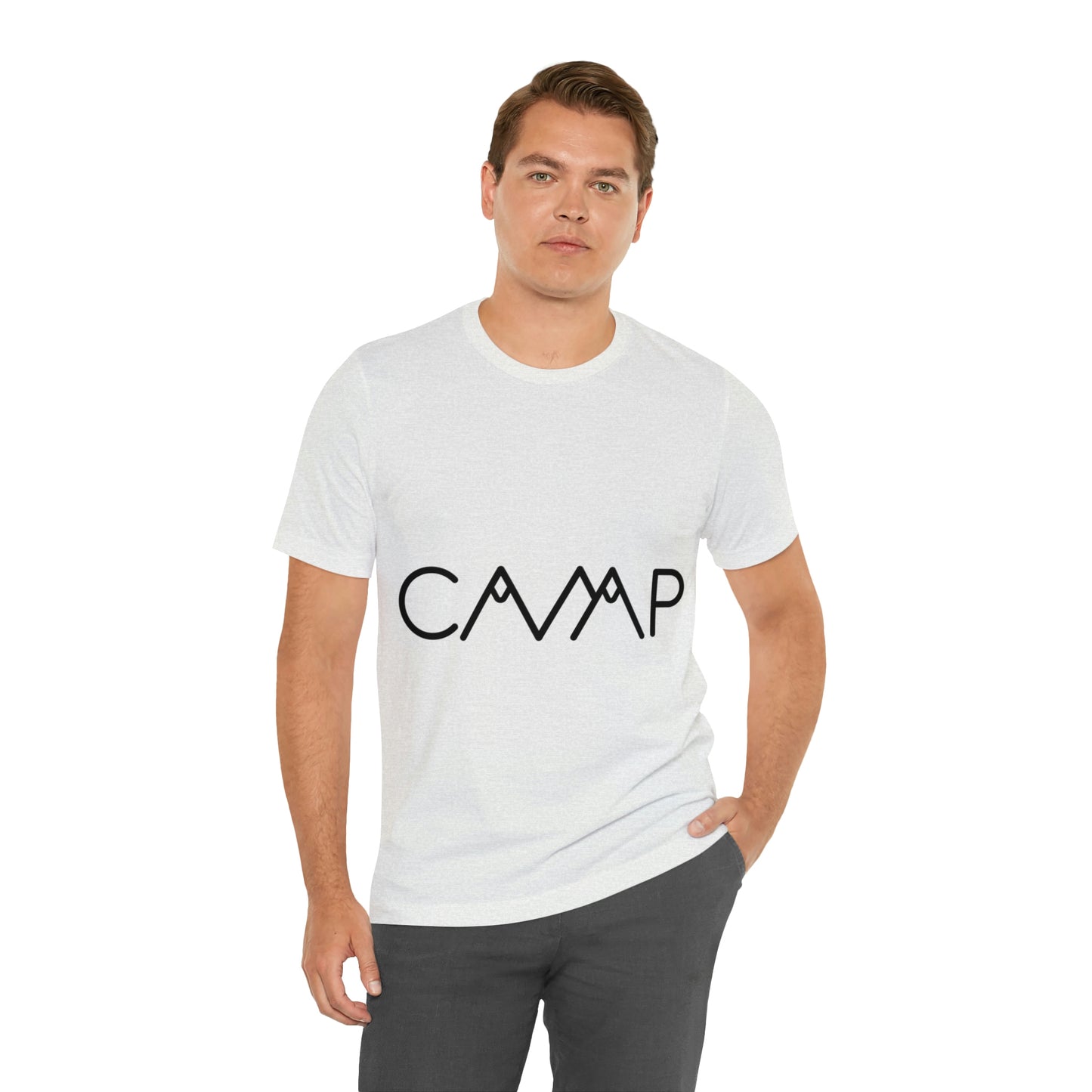 Camping Typography Minimal Art Unisex Jersey Short Sleeve T-Shirt