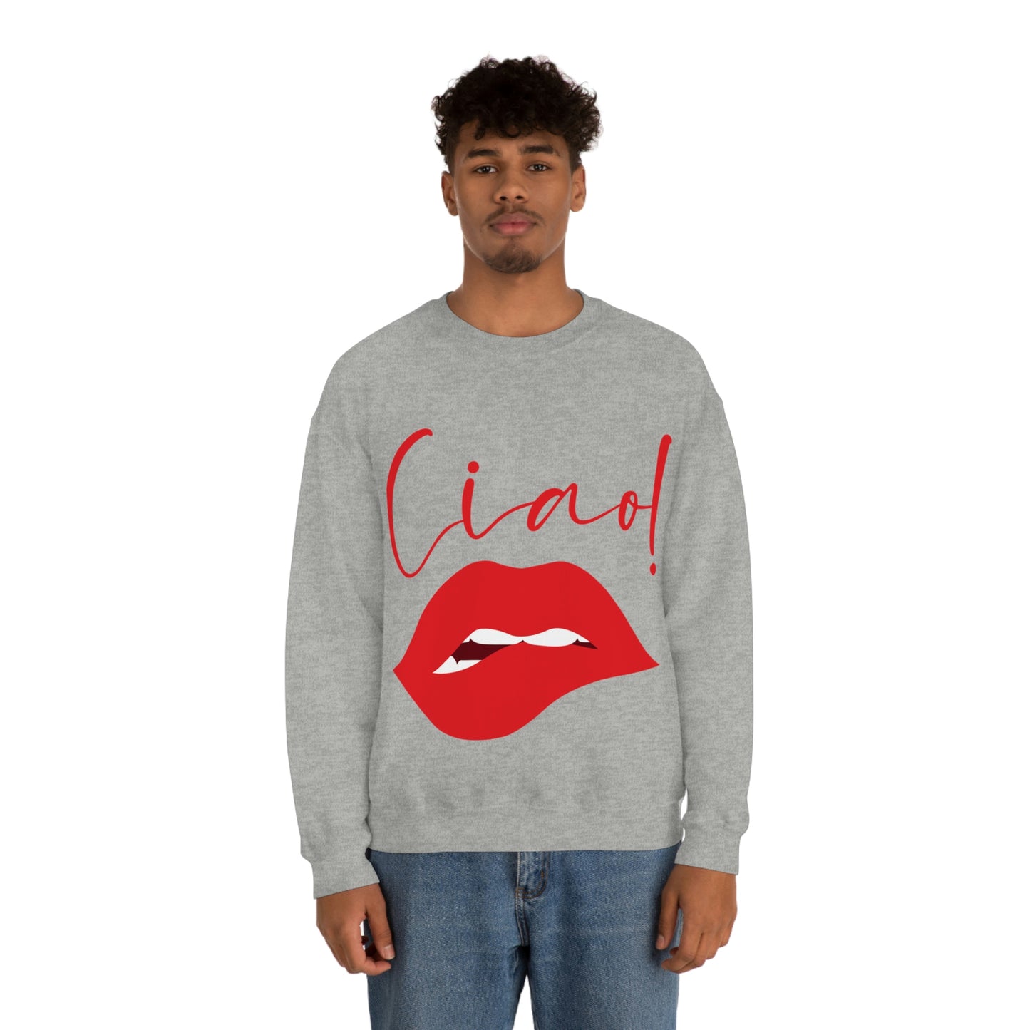 Ciao Hello Goodbye Red Lips Lipstick Unisex Heavy Blend™ Crewneck Sweatshirt