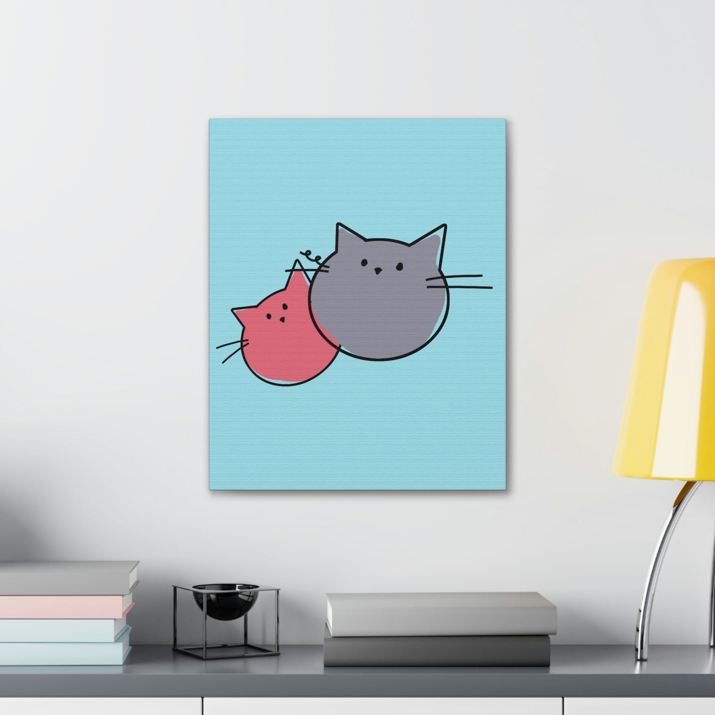 Funny Cartoon Cats Anime Meme Kawaii  Aesthetic Classic Art Canvas Gallery Wraps