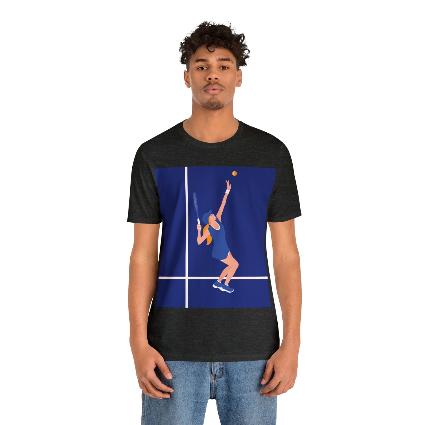 Tennis Player Blue Art Sports Team Unisex Jersey Short Sleeve T-Shirt