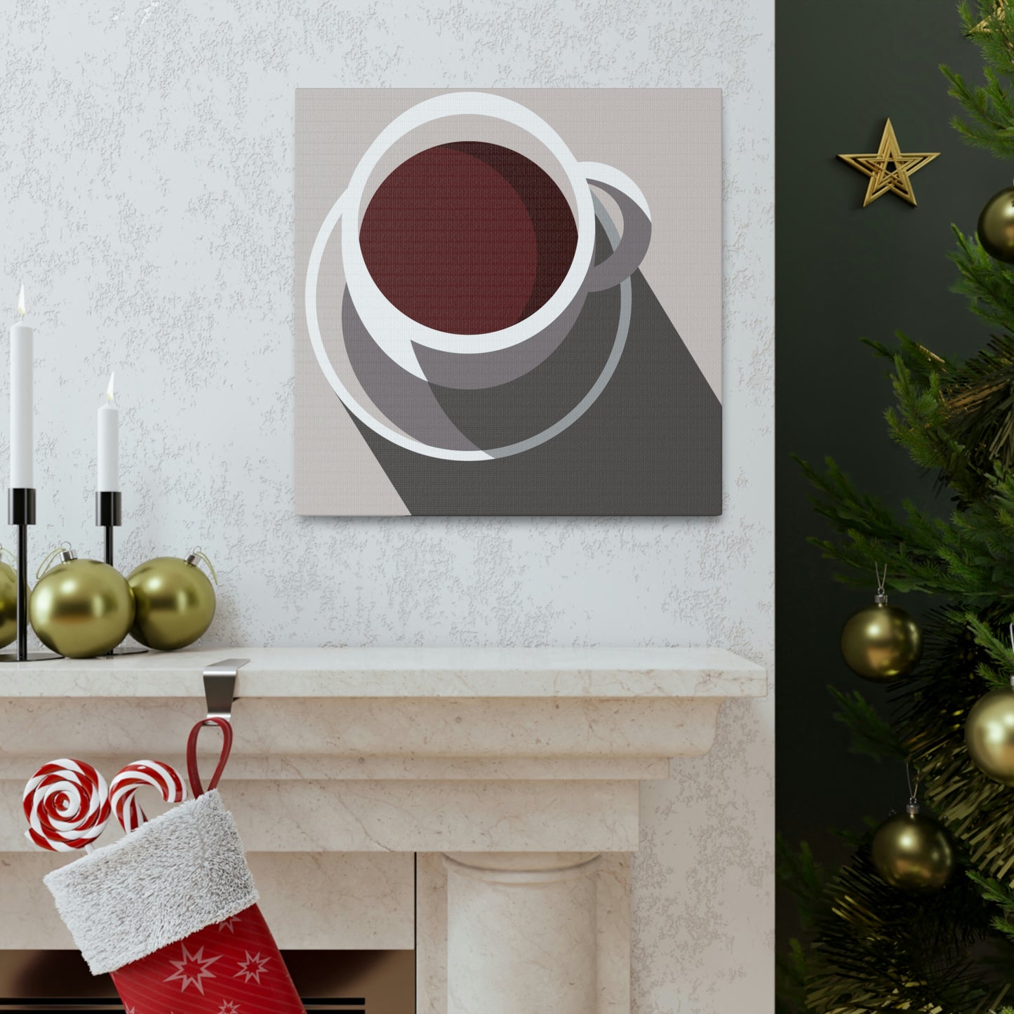 Cup Of Coffee Minimal Art Aesthetic Beige Aesthetic Classic Art Canvas Gallery Wraps